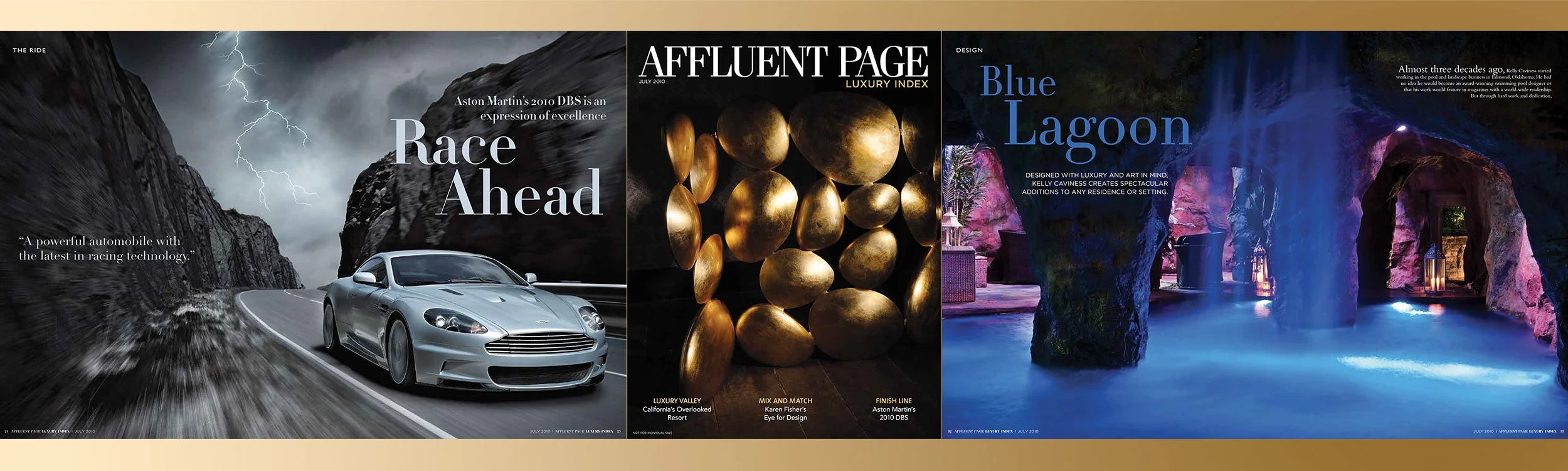 Affluent Page Luxury Index (APLI) Magazine July 2010 Cover and Editorial Spreads