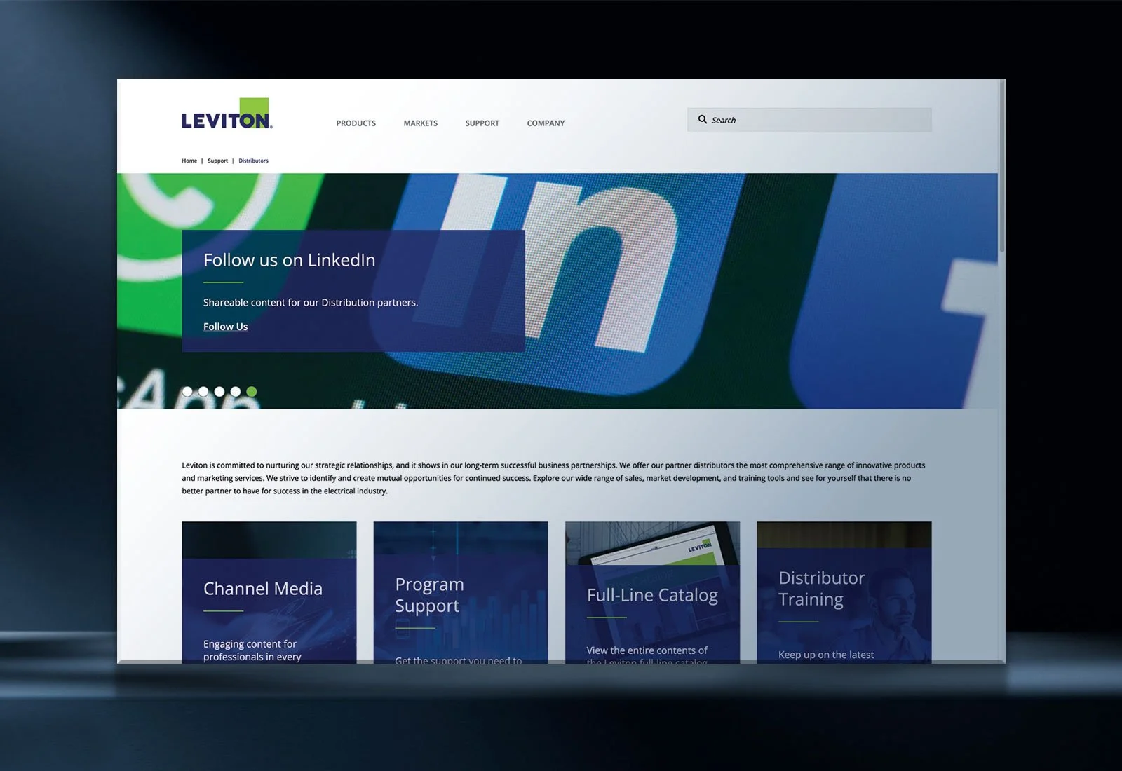 Leviton Manufacturing LinkedIn Distribution Partners Webpage