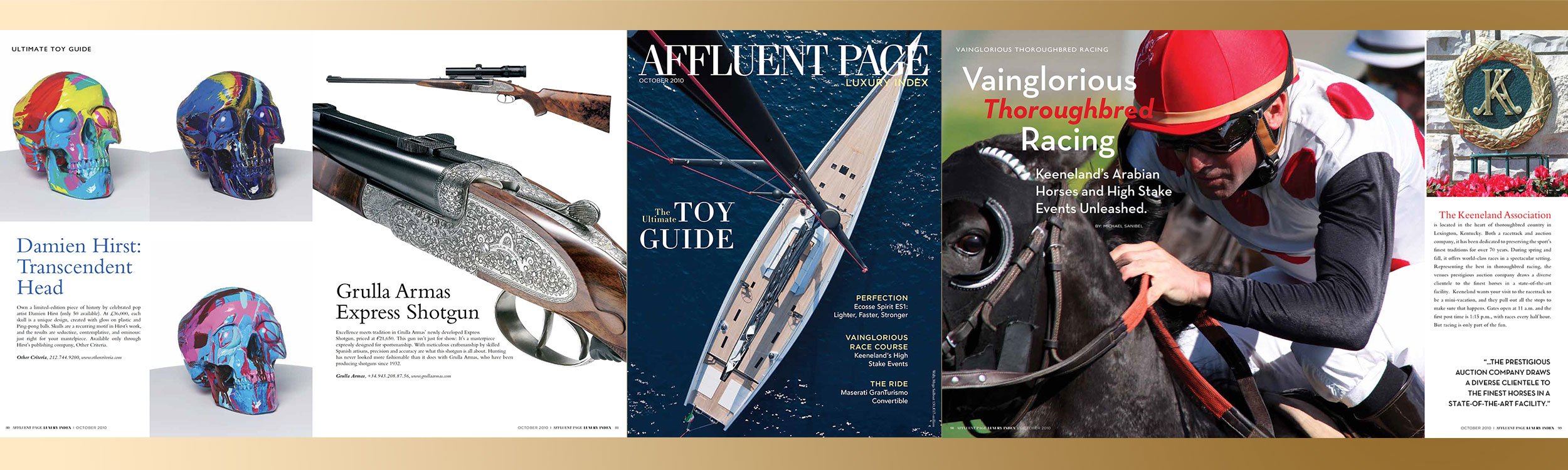 Affluent Page Luxury Index (APLI) Magazine October 2010 Cover and Editorial Spreads