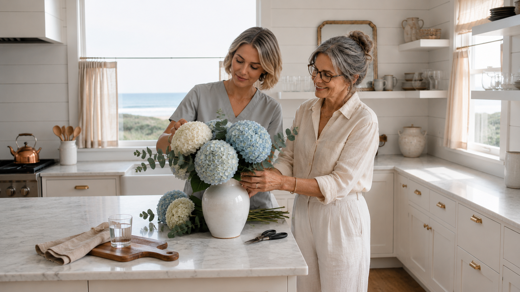 Professional caregiver and client sharing a meaningful moment, reflecting the personalized and relationship-centered approach of Snug Harbor Home Care.