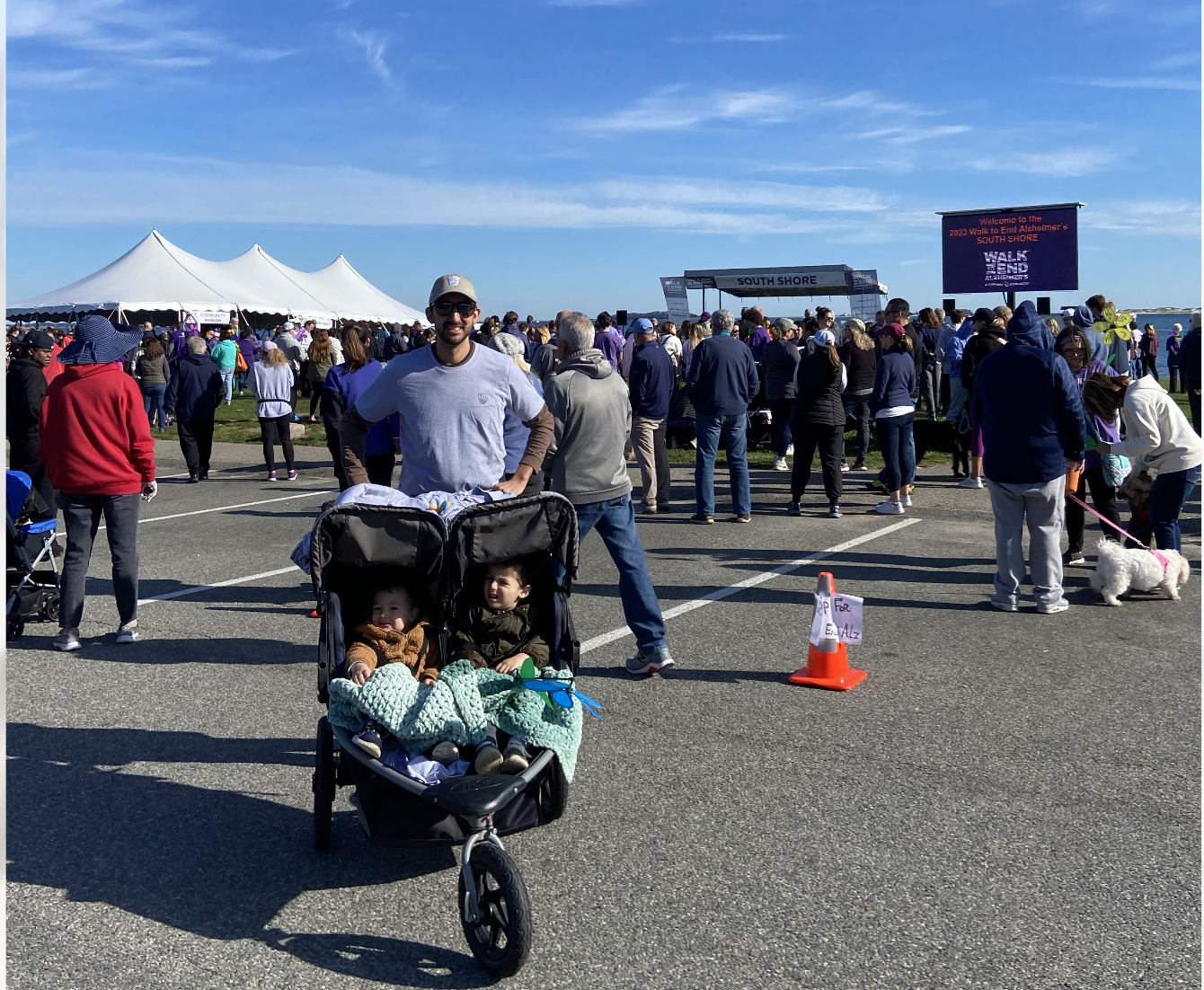Sam Mamary with his family at the Plymouth Walk to end alzheimer's