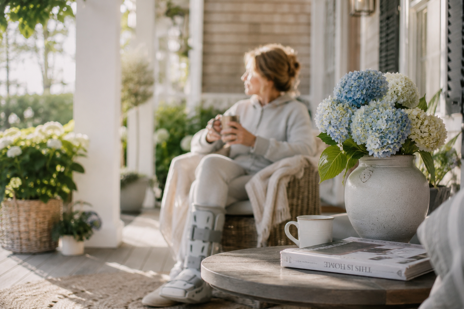 Client receiving recovery care at home following surgery, with personalized support focused on healing, comfort, and independence.