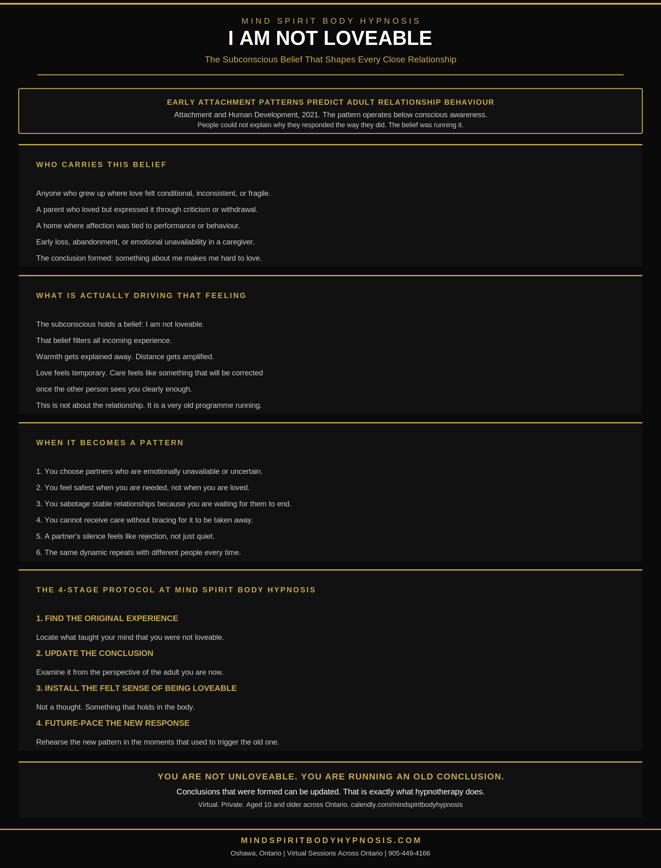 Infographic feeling unloved hypnosis