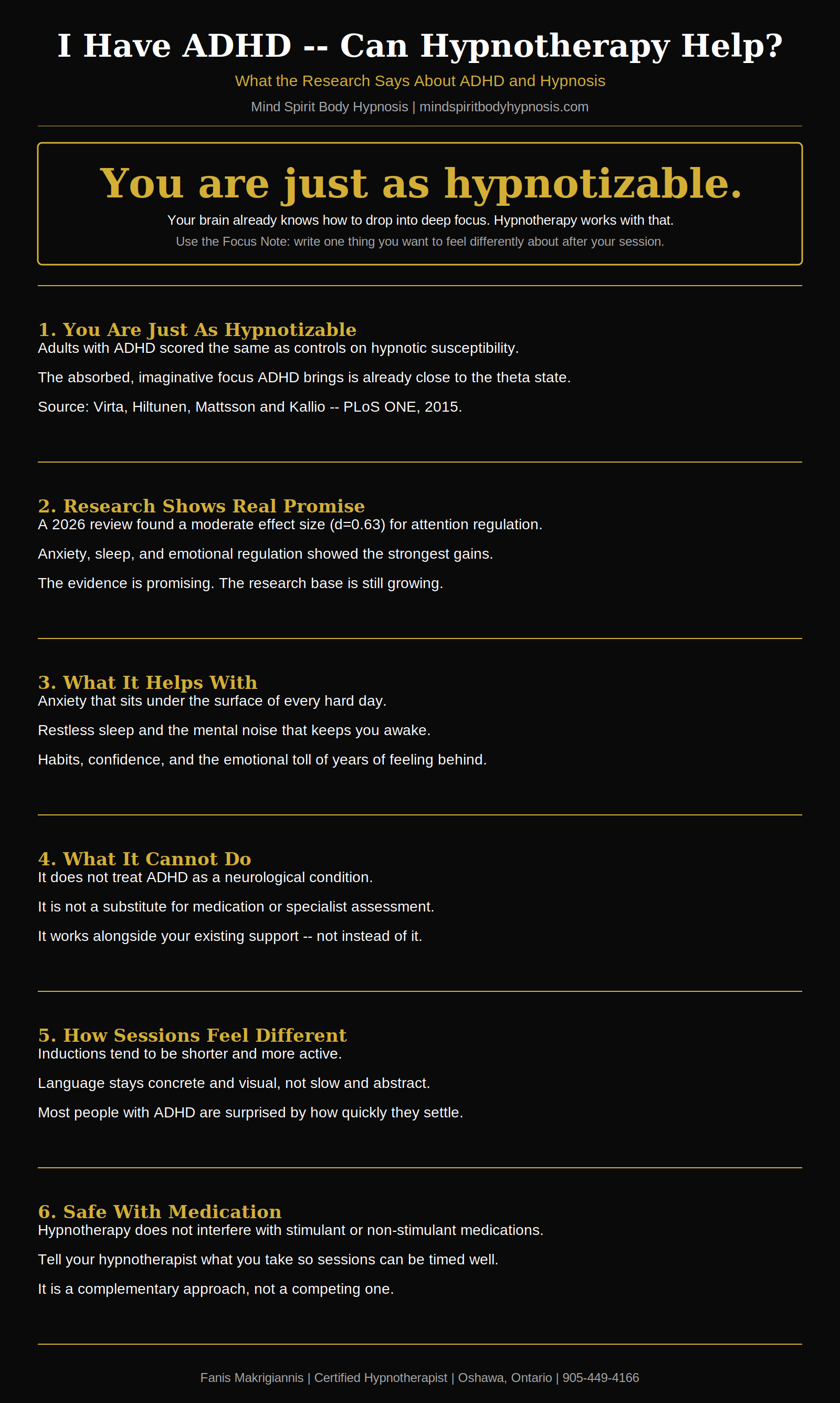 Infographic adhd and hypnotherapy