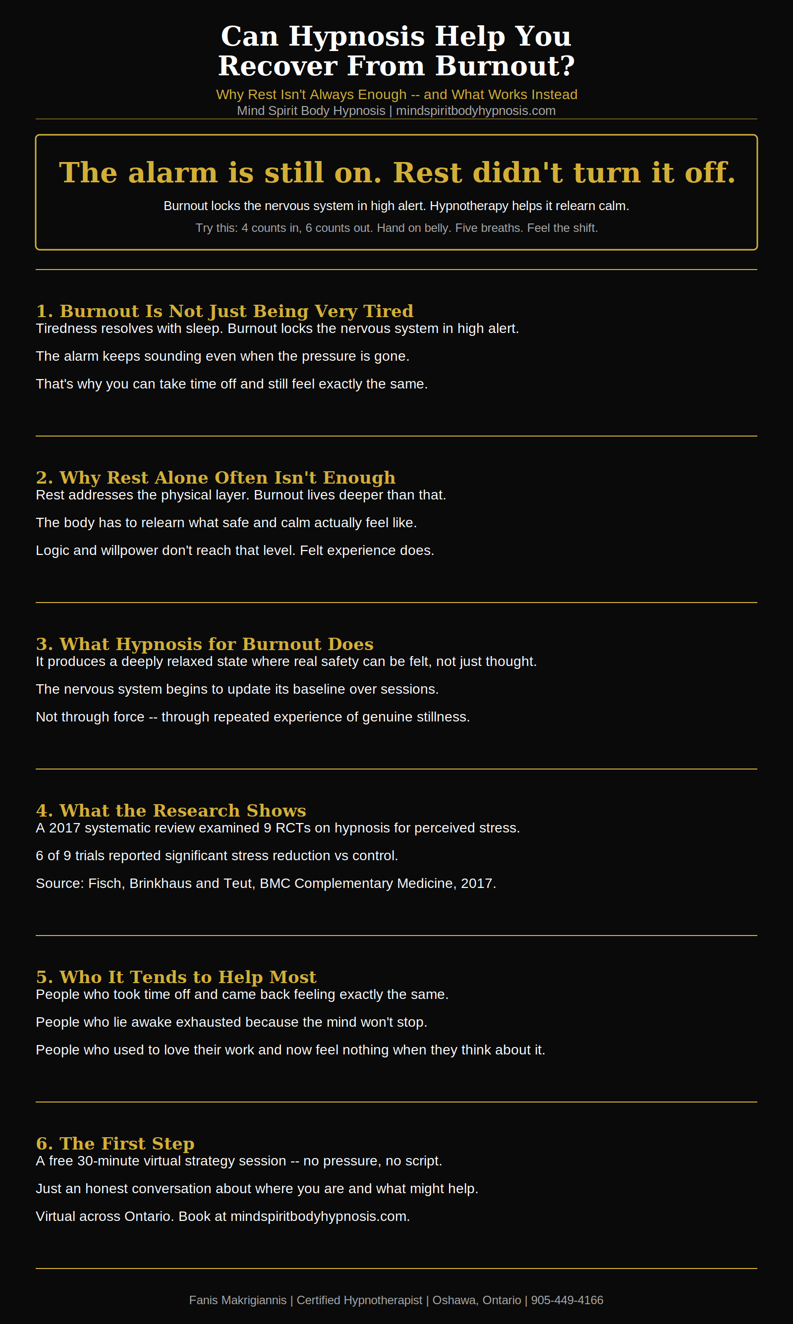 Infographic burnout hypnosis