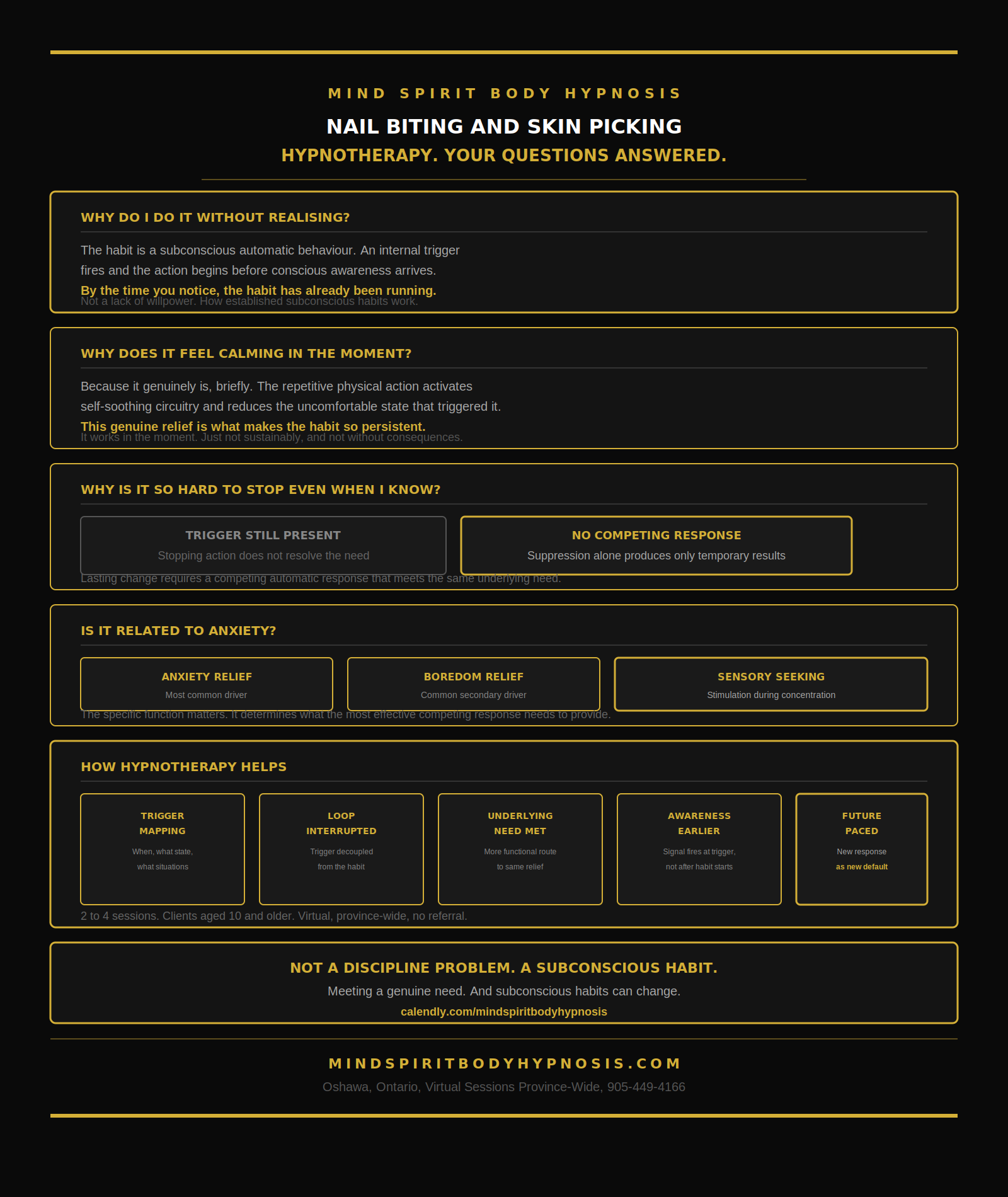 Infographic for nail biting and skin picking hypnosis