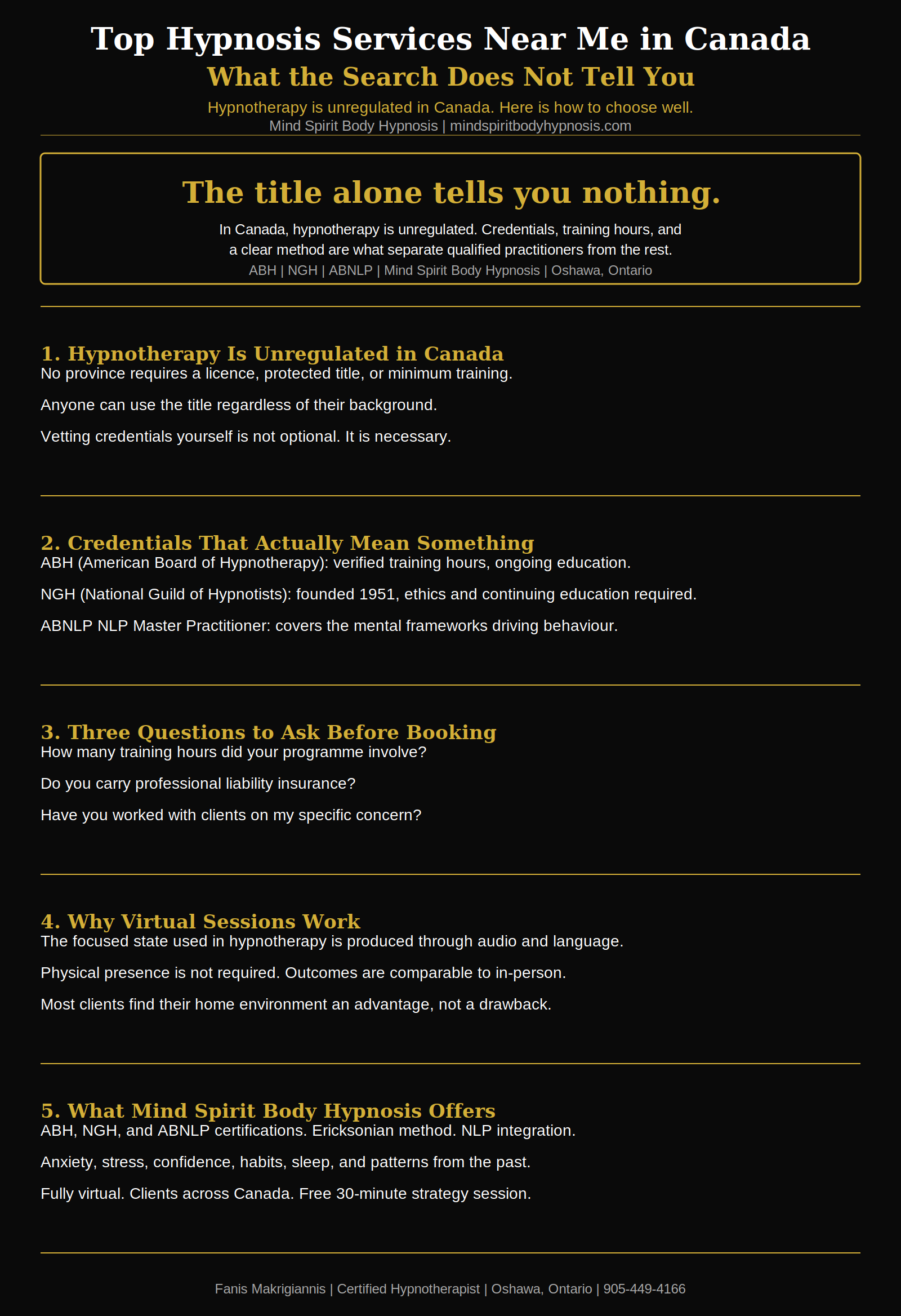 Infographic top hypnosis services Canada