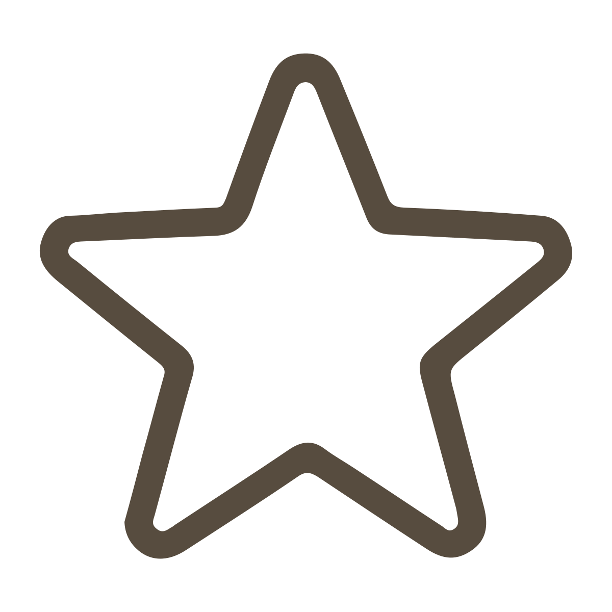 Outline of a five-pointed star with a brown border on a black background.