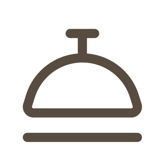 Line drawing of a cloche food cover with a handle on top, used for serving meals.