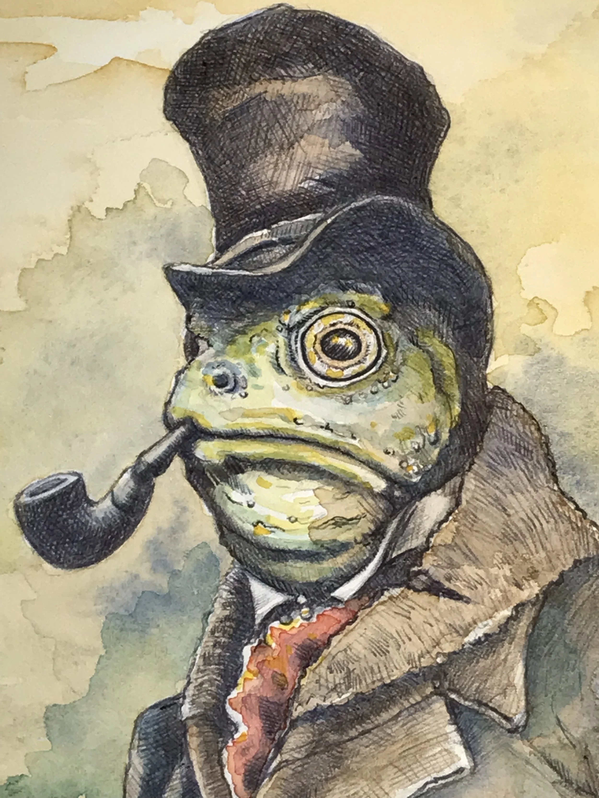 The Gentleman Toad 8"x10" Watercolor 
