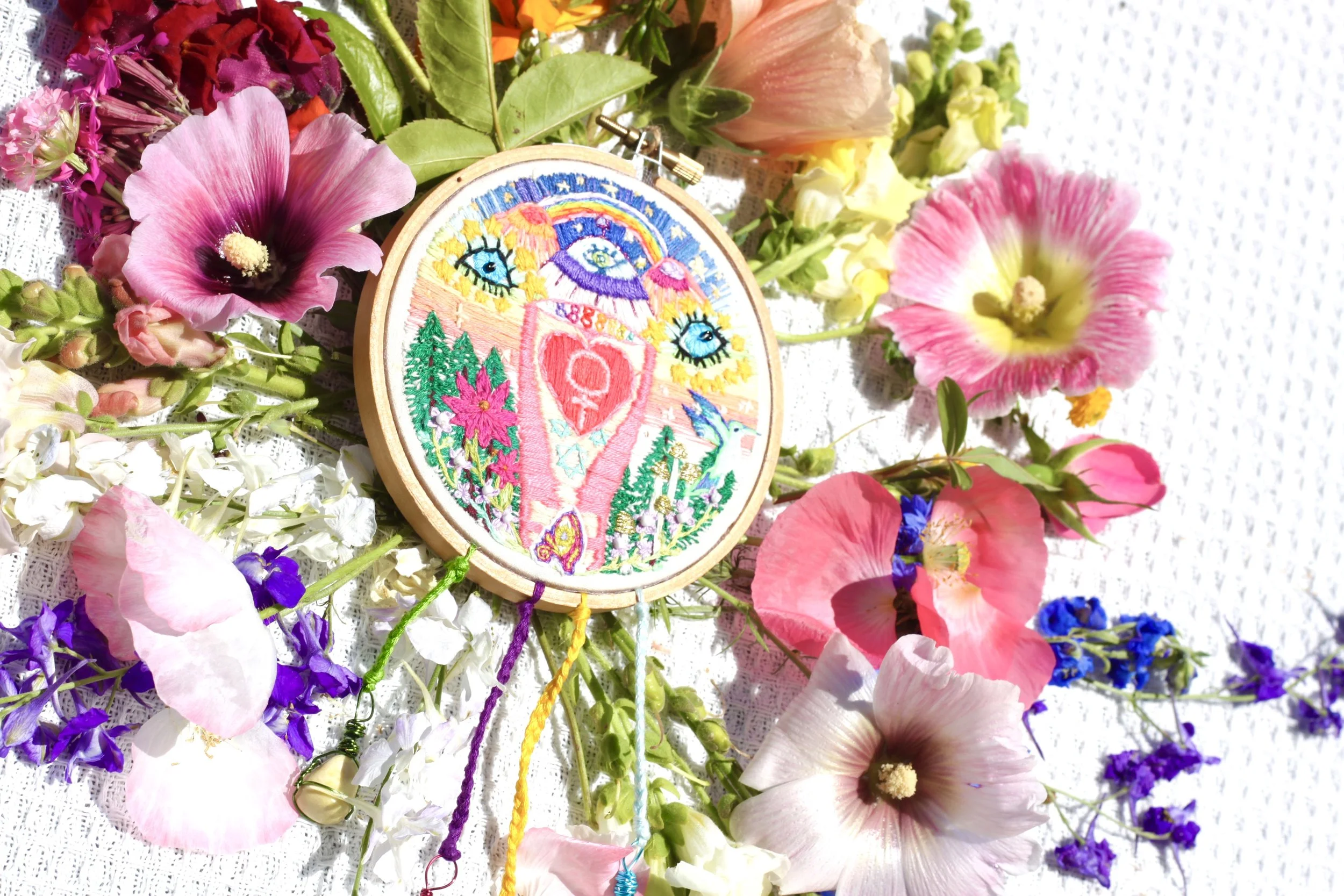 Divine Feminine Embroidered Hoop Art