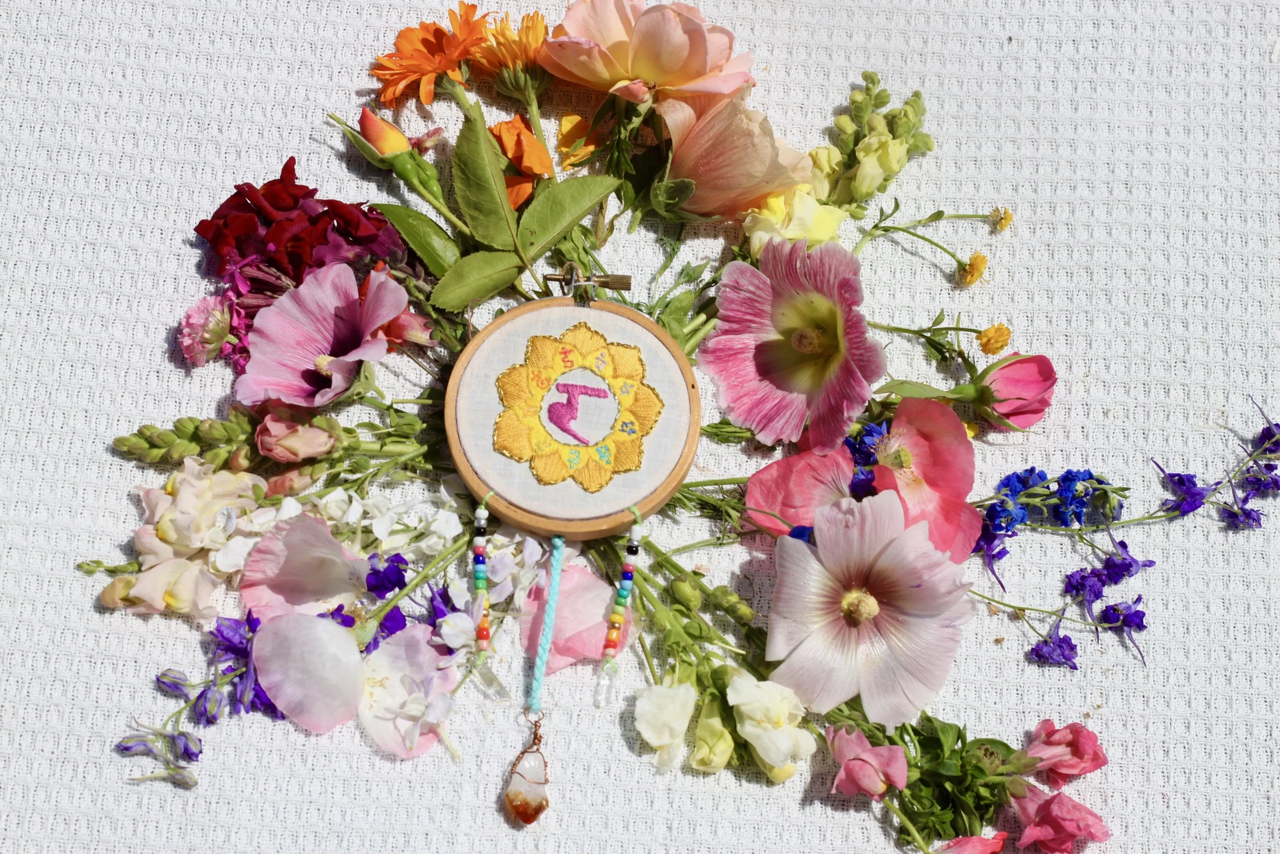 Solar Plexus Hand Stitched Embroidery Hoop Art