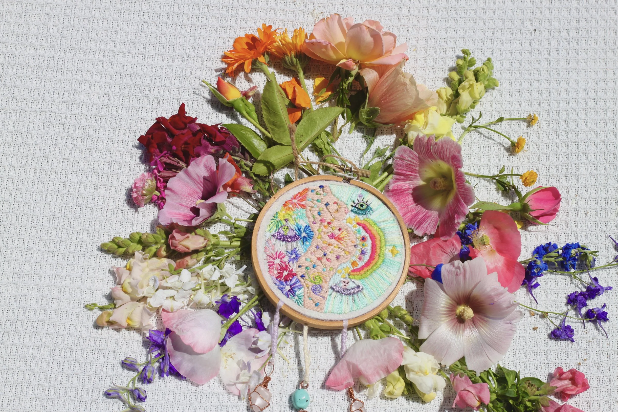 Cosmic Mother Hand Embroidered Dream Catcher