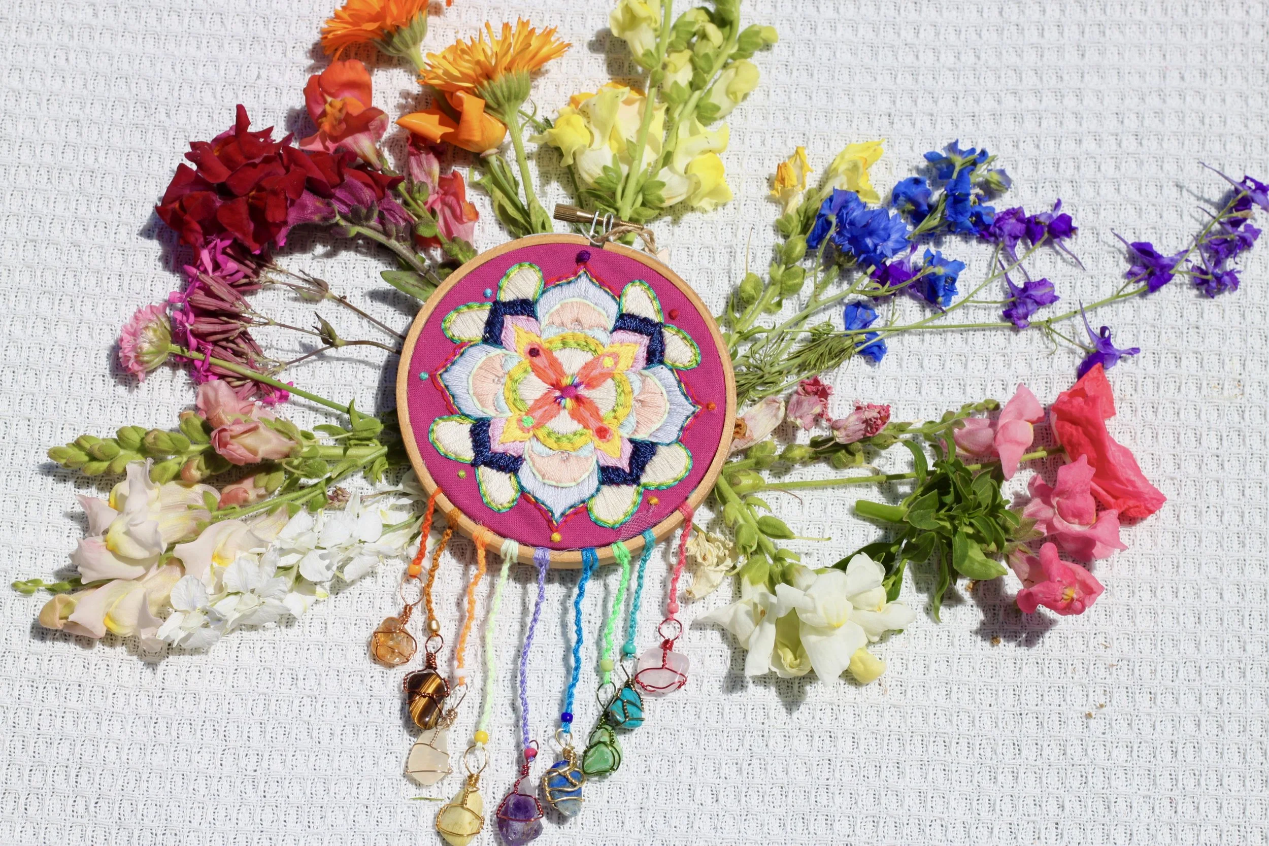 Vibrant Mandala Embroidery Dreamcatcher