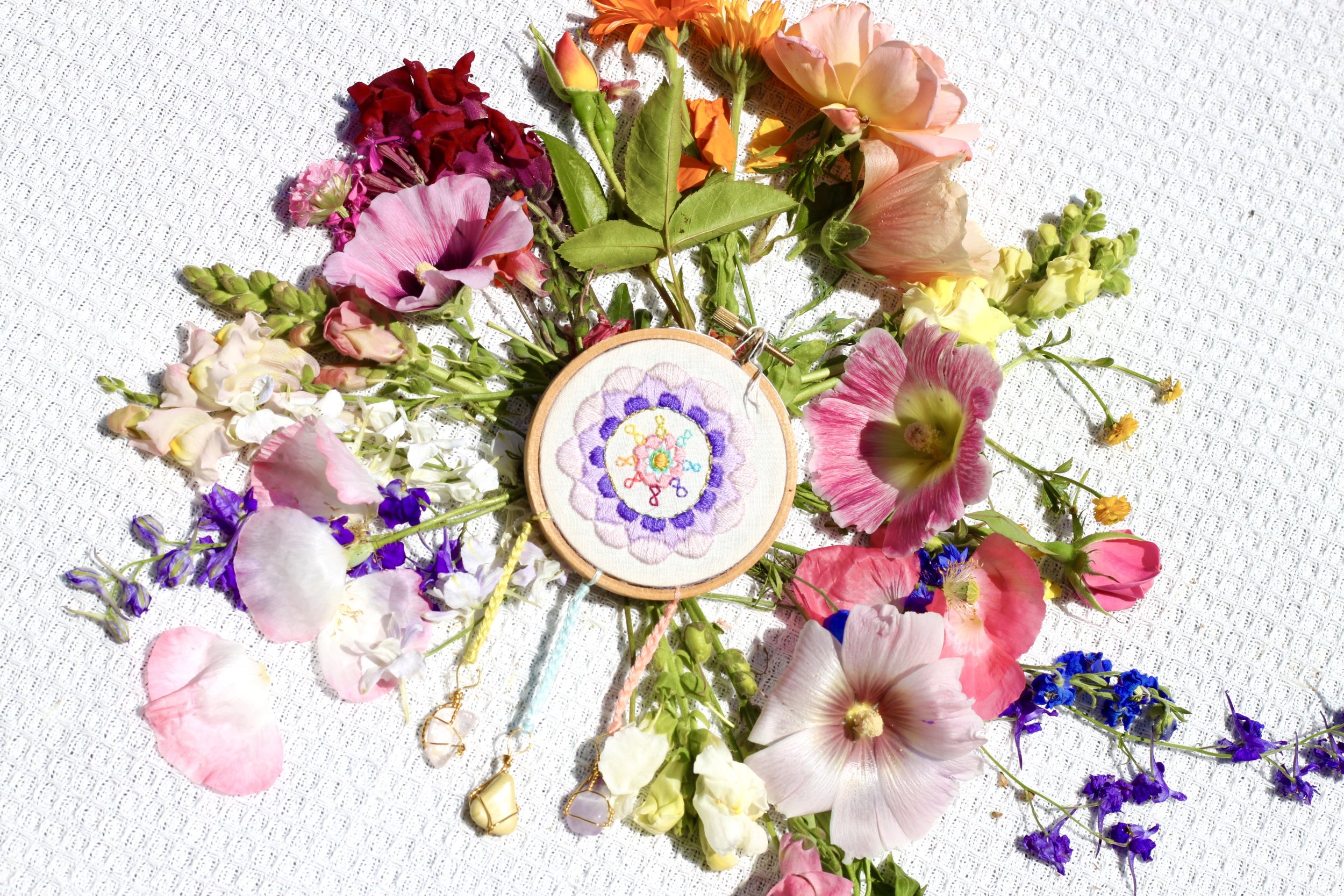 Pastel Lavender Mandala Embroidery Hoop Art