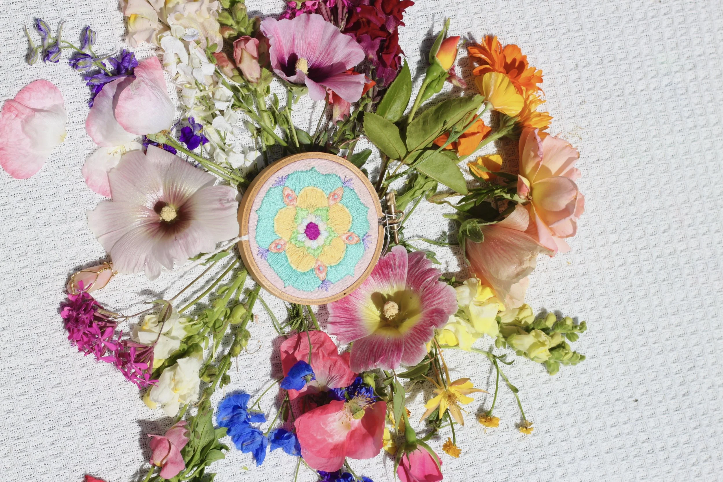 Turquoise Healing Mandala Embroidery Hoop Art