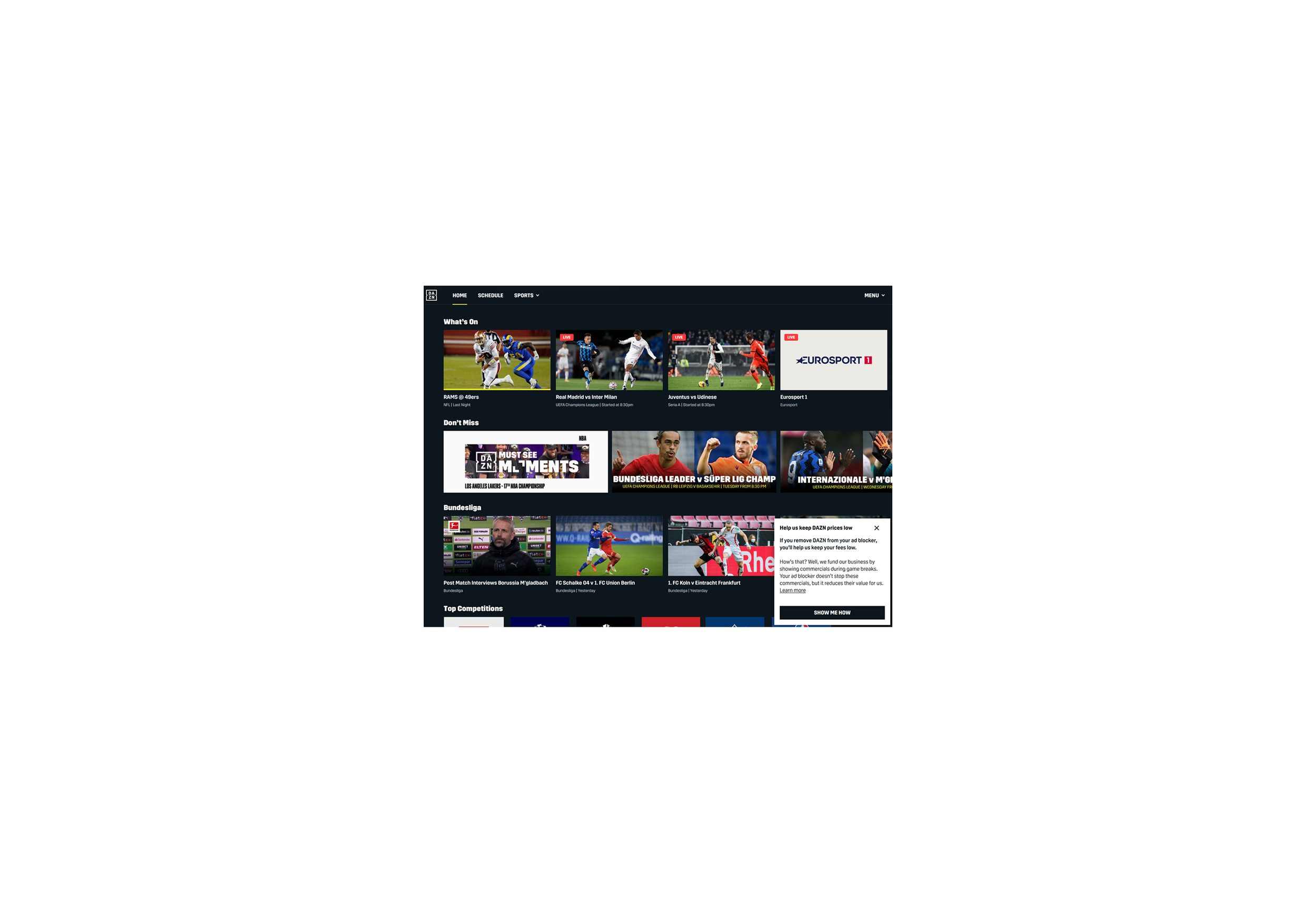 Deactivating ad blockers for DAZN