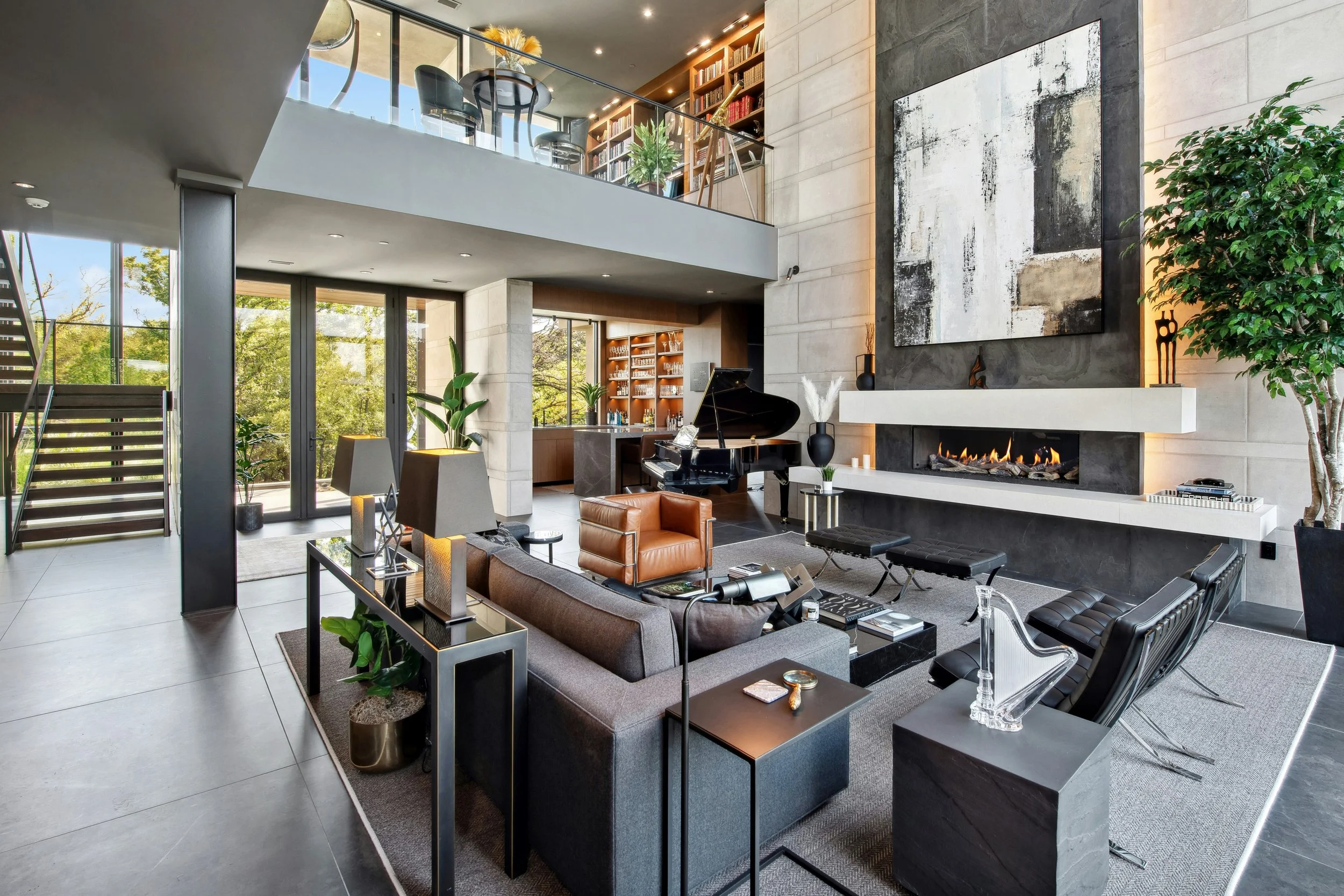 Southern California custom home remodel living room interior design