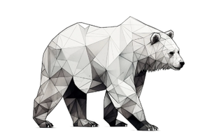 Low-poly 3D model of a polar bear standing
