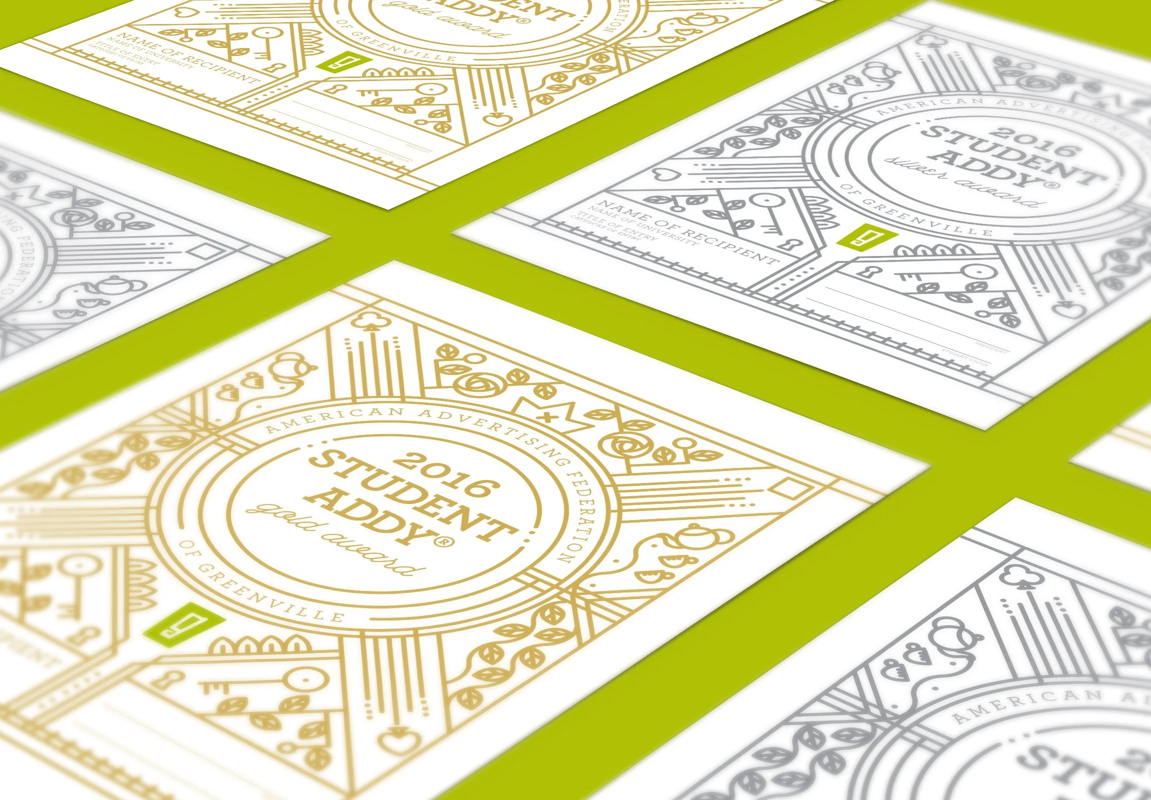 American Advertising Federation Greenville: Awards Certificate Design