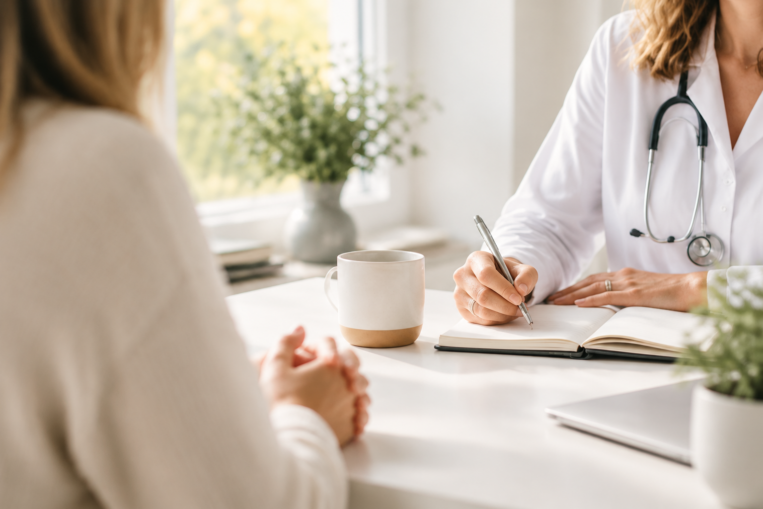 medical professional and patient
