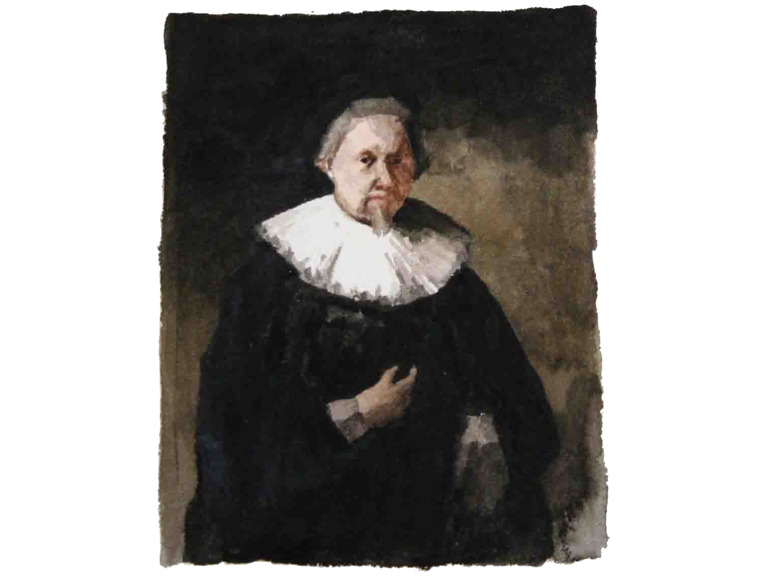 Rembrandt study, watercolor, 6 x 8 inches