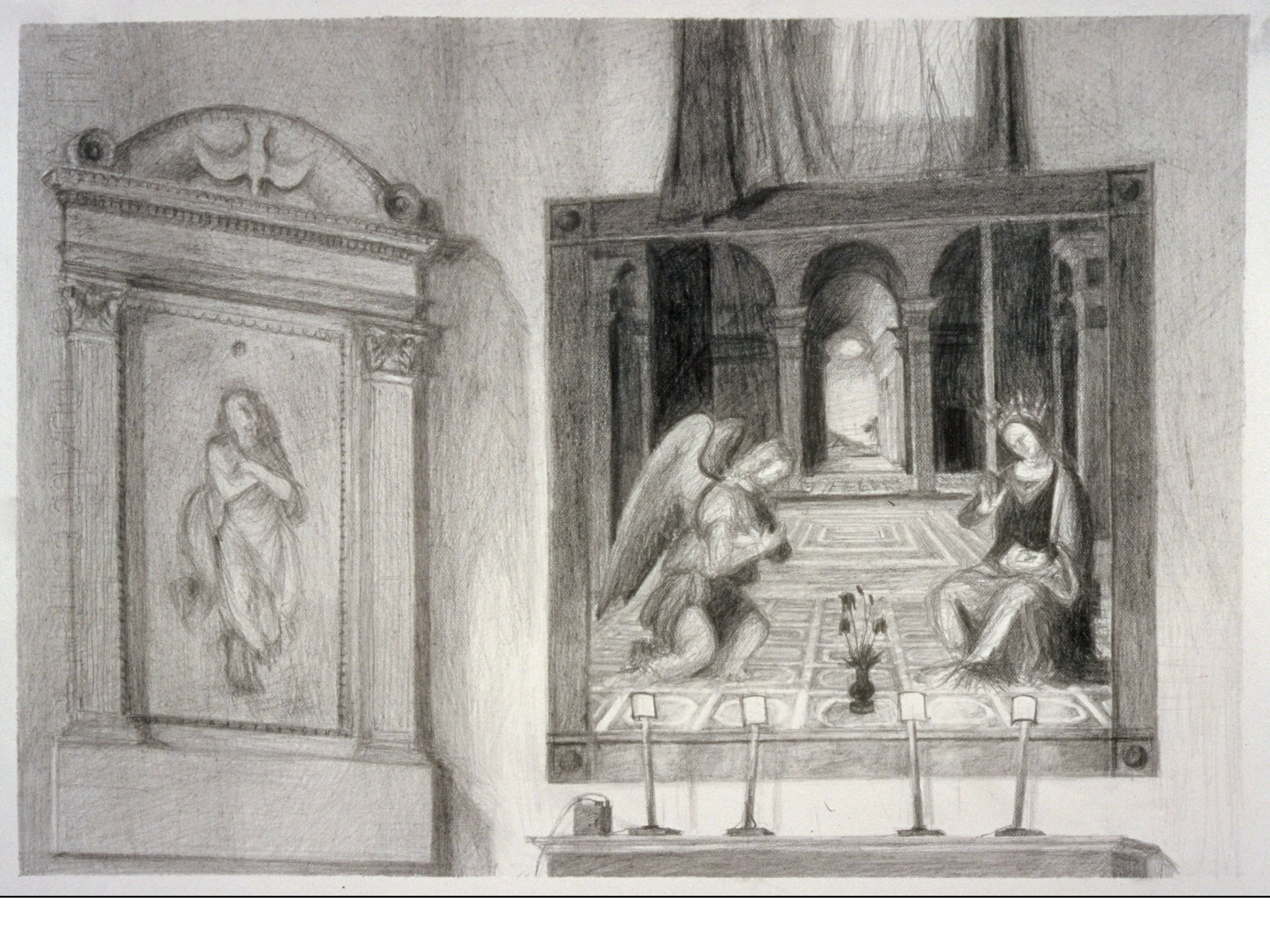 Annunciation in Santo Spirito, pencil on paper, 14 x 10 inches