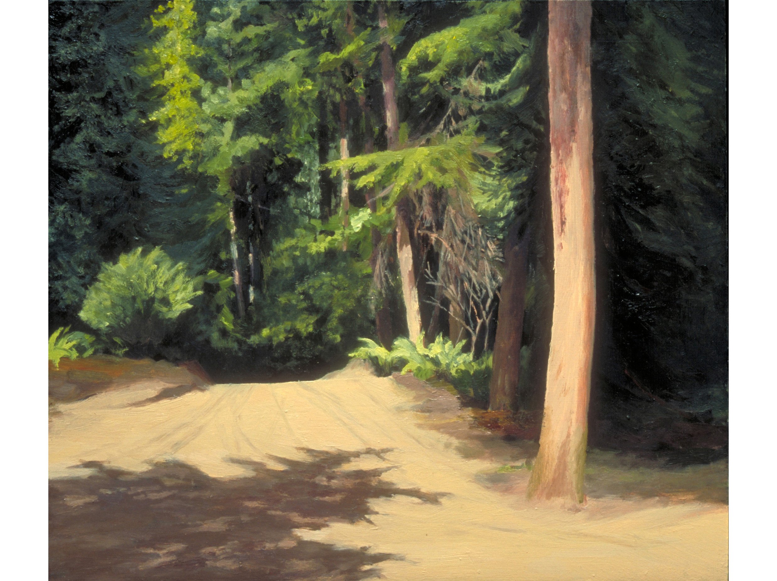 New roadbed, oil on board, 15 x 13 inches