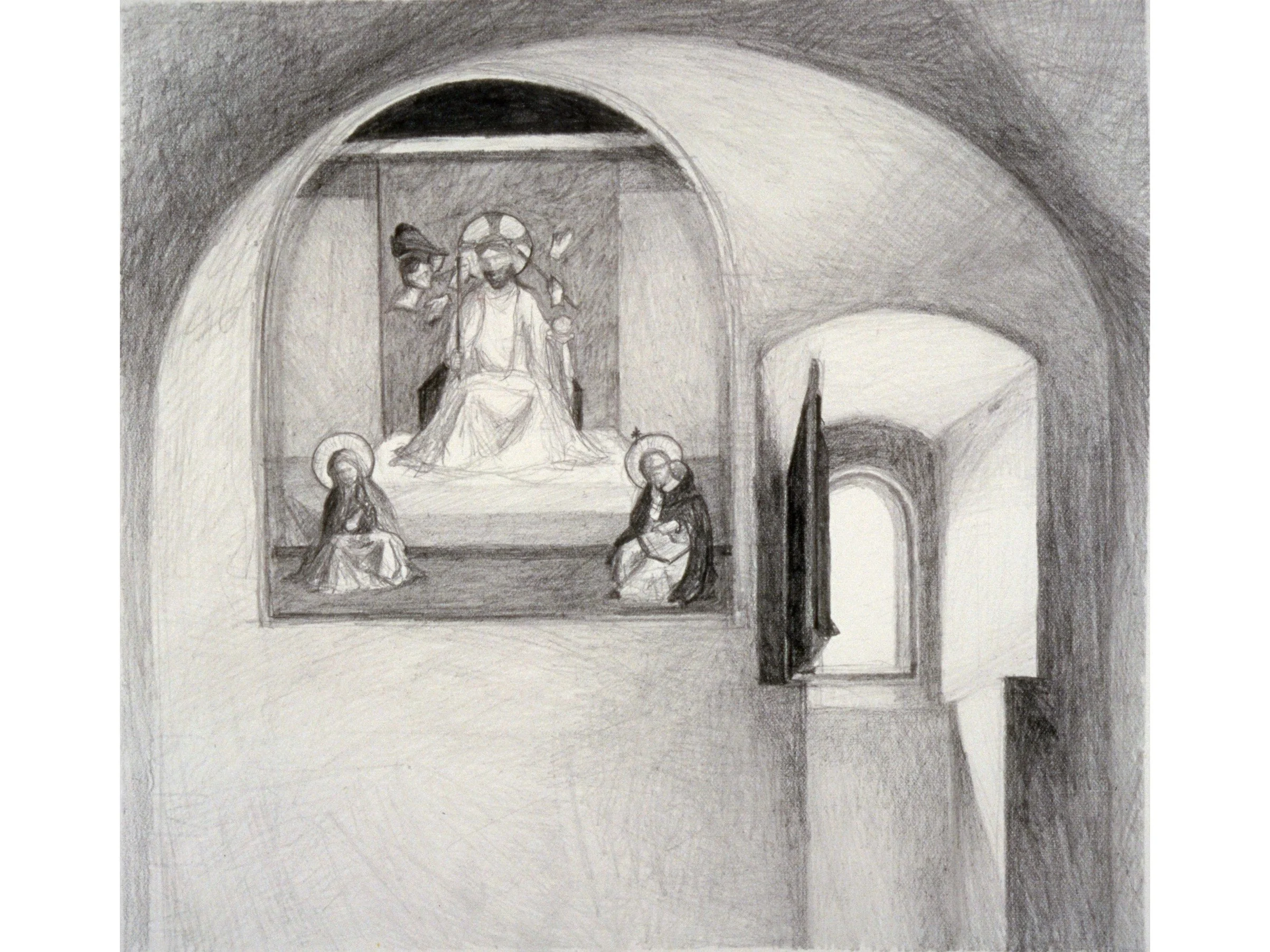 The Mocking of Christ at San Marco, pencil on paper, 11 x 10 inches