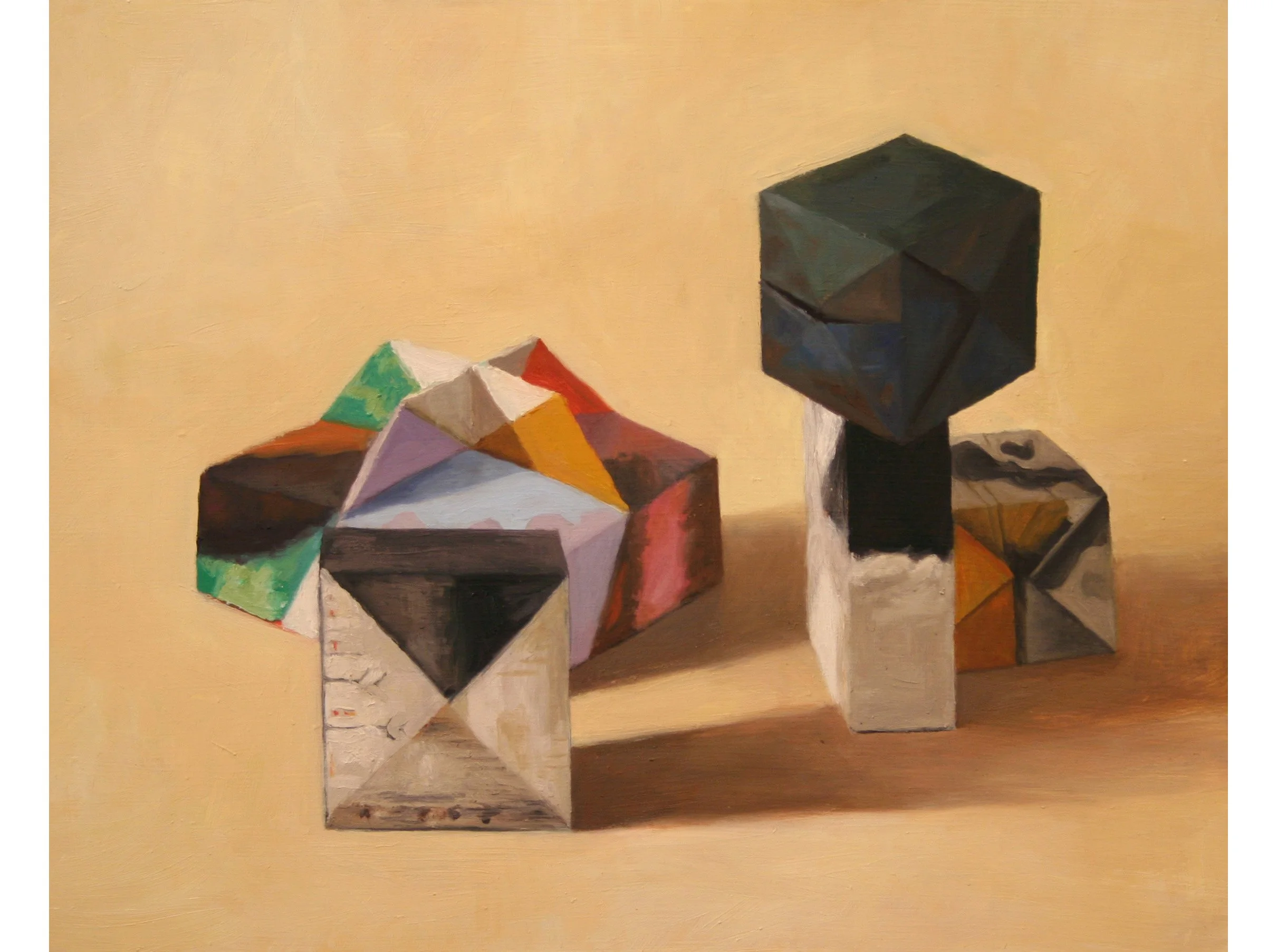 Boxed dialogue, oil on board, 14 x 12 inches 
