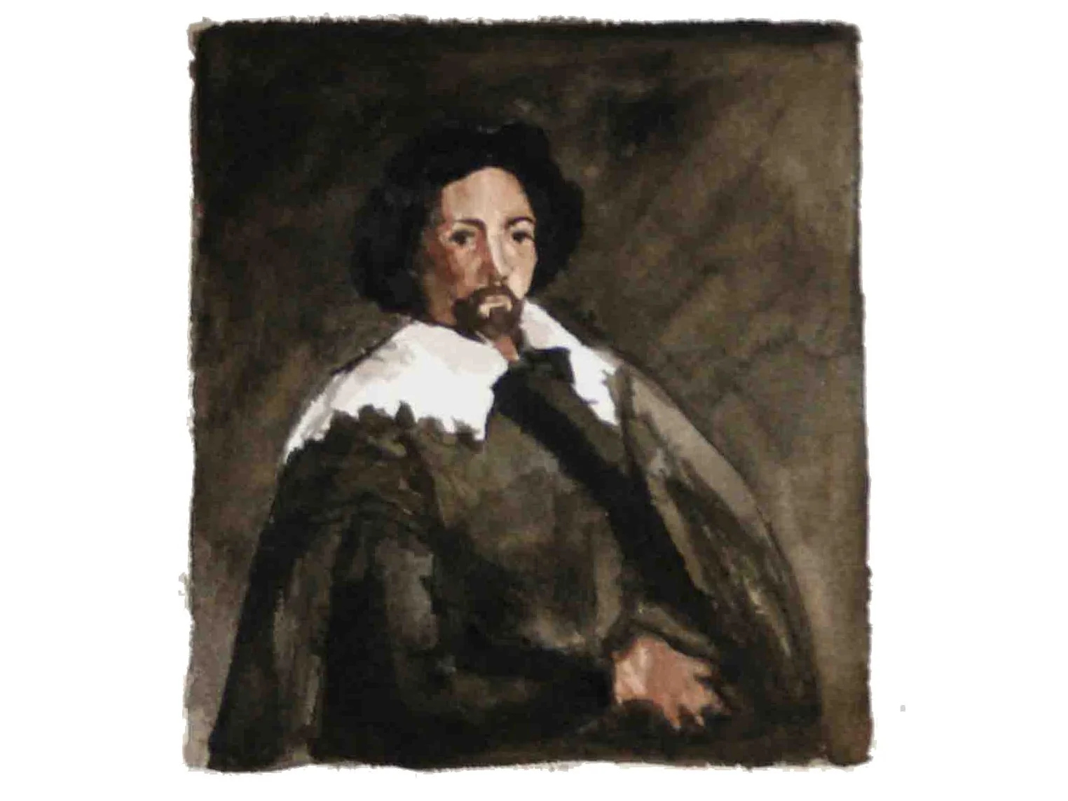 Velazquez study, watercolor, 5 x 6 inches