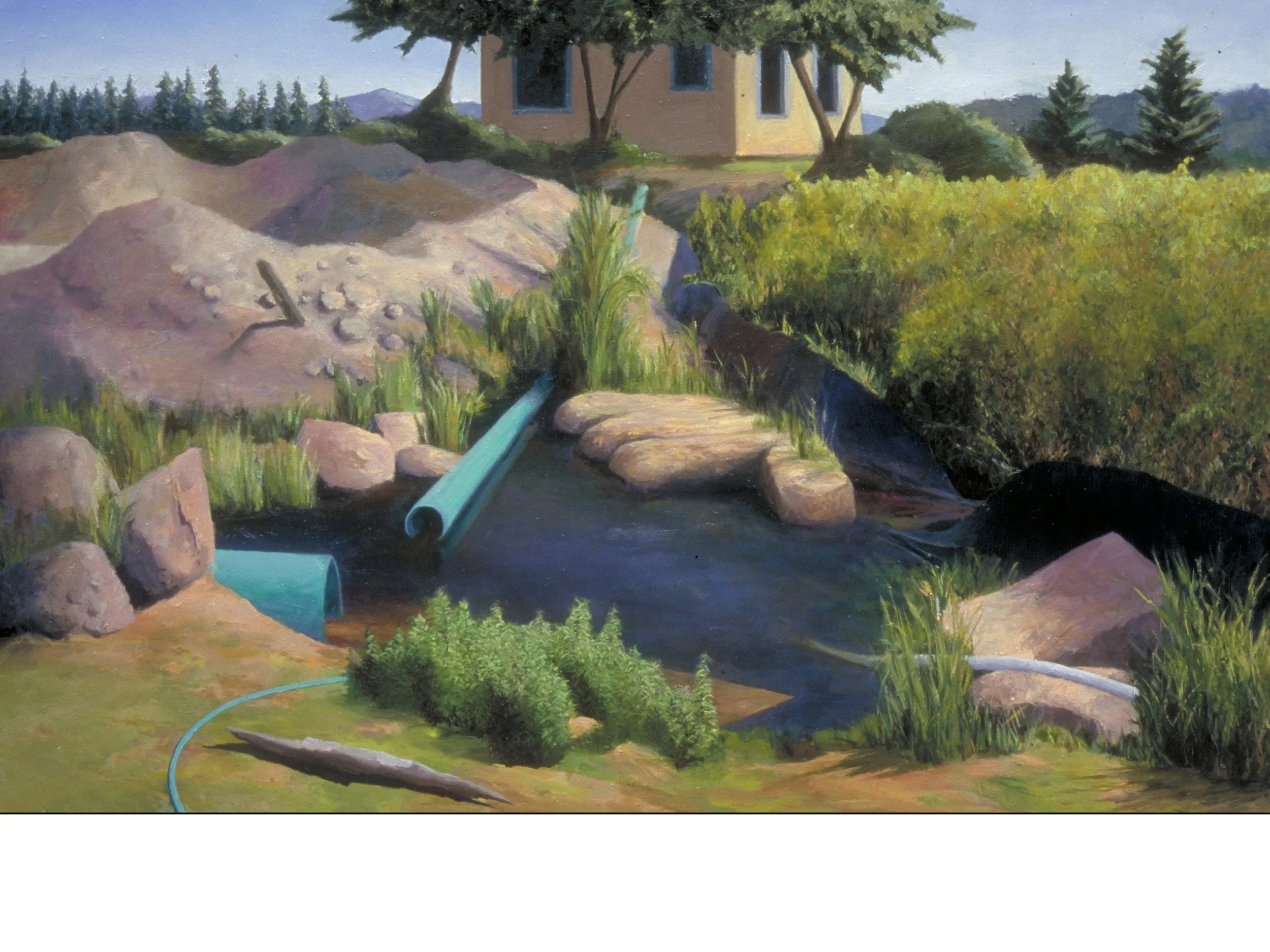 Drainage pond, oil on canvas, 40 x 30 inches