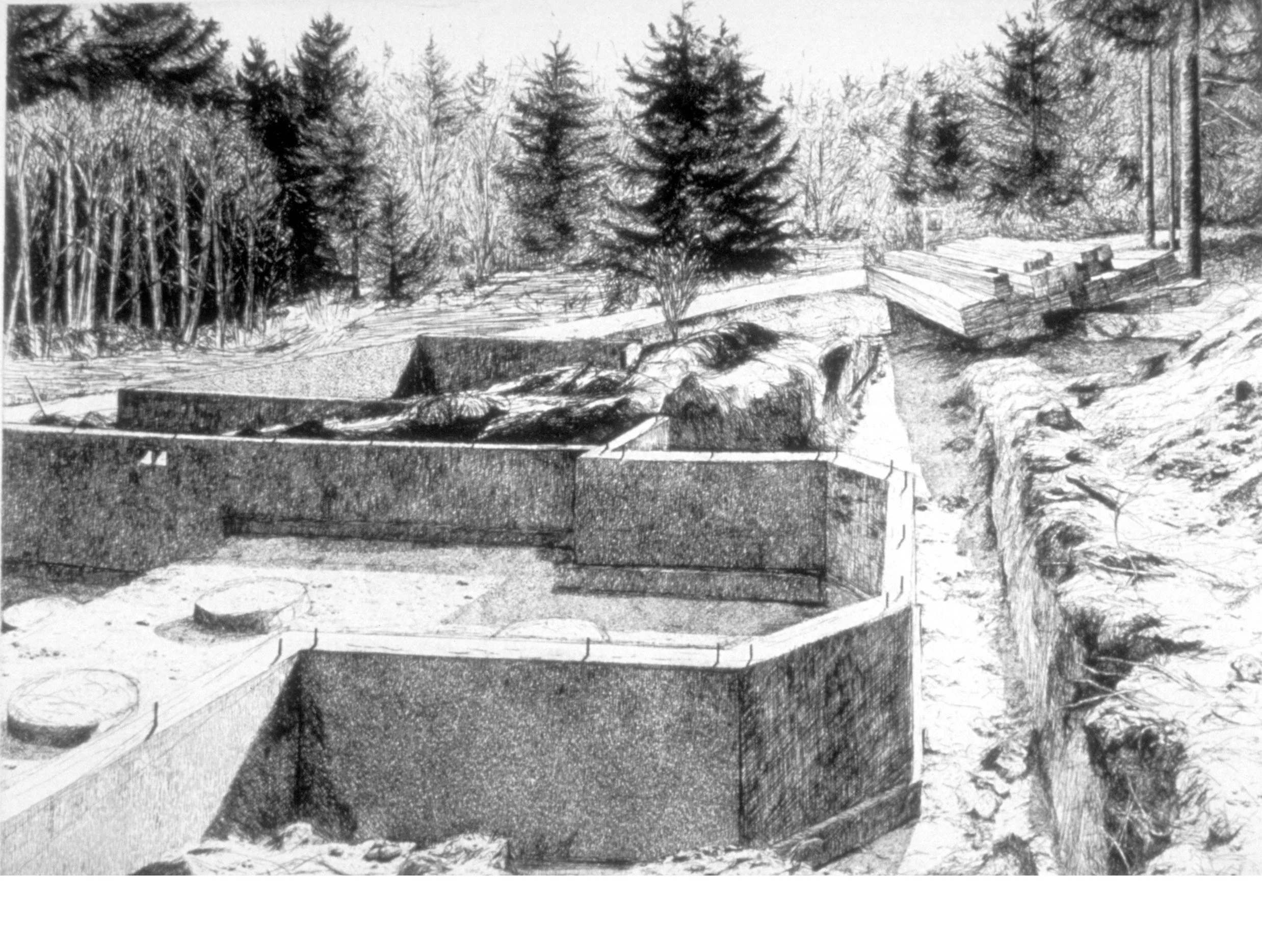Matsu place foundation, etching, 24 x 18 inch plate