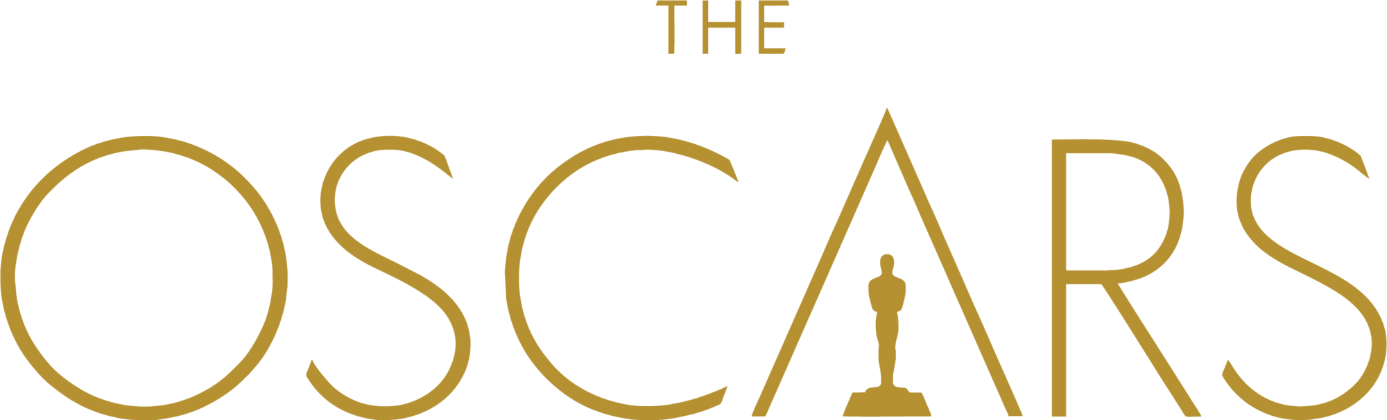 Logo of The Oscars featuring golden text and a silhouette of an Oscar statue.