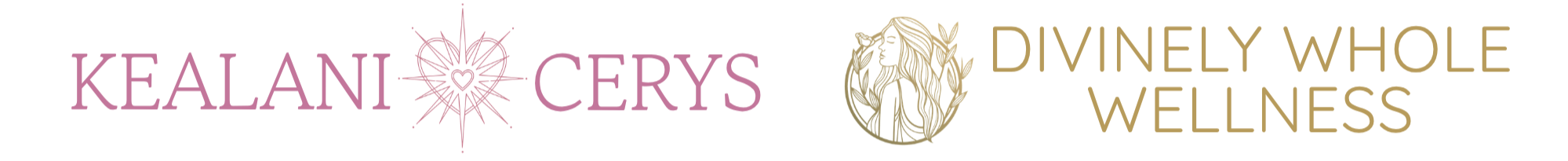 Logos for Kealani Cerys and Divinely Whole Wellness side by side.