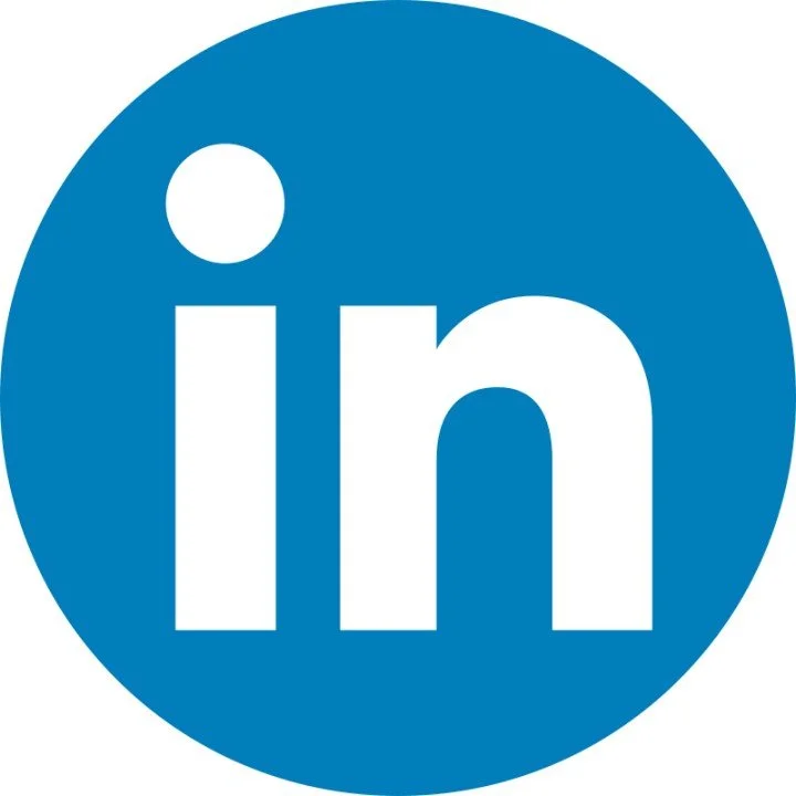 LinkedIn logo with a blue circle and white lowercase letters 'in'