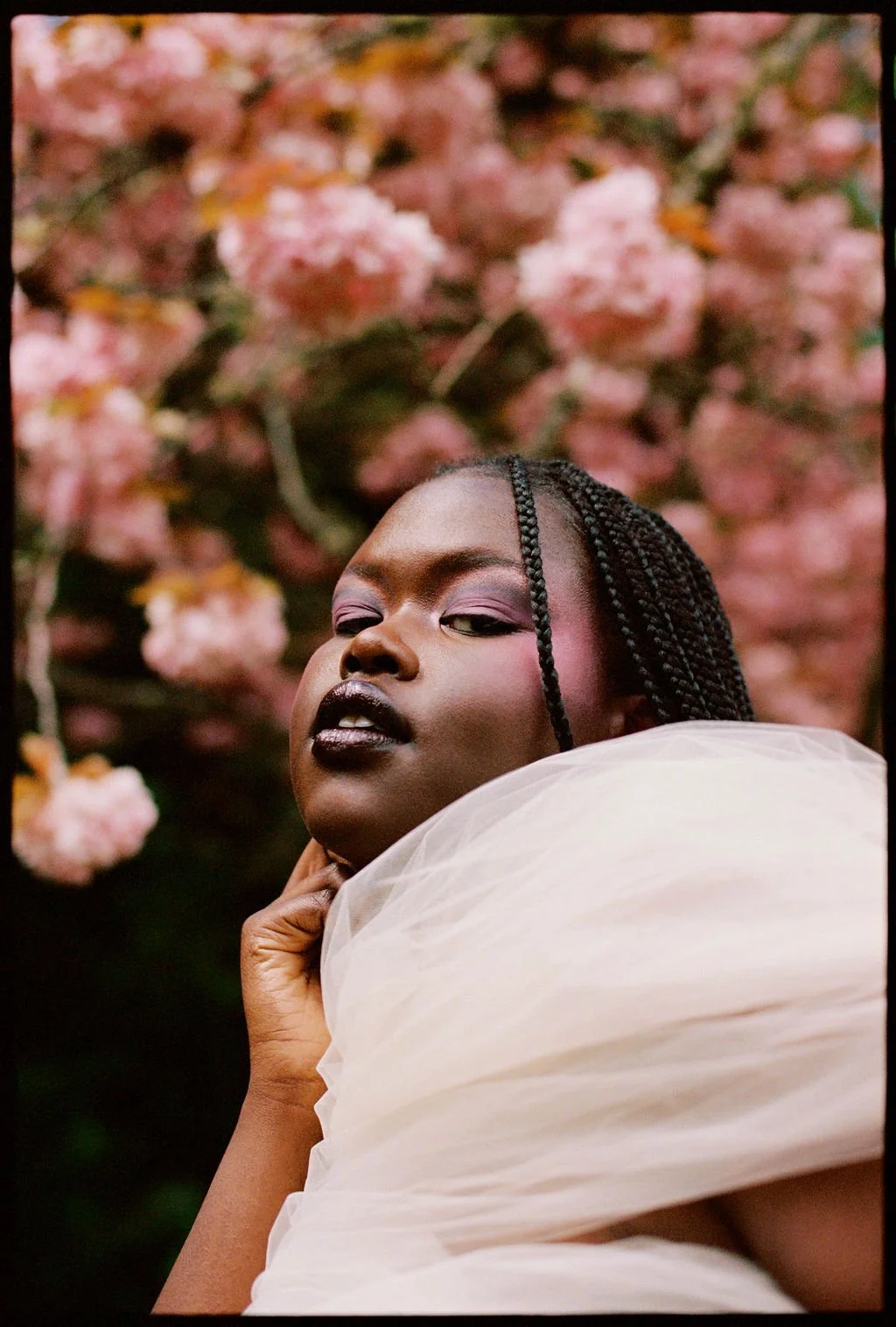 Creative editorial beauty look created for a fashion photoshoot by Seattle editorial makeup artist Jordan Hafford.