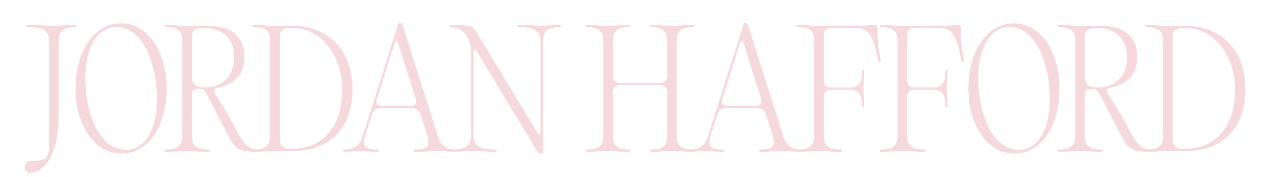 Text with the name 'JORDAN HAFFORD' in large, elegant font with a pink hue.