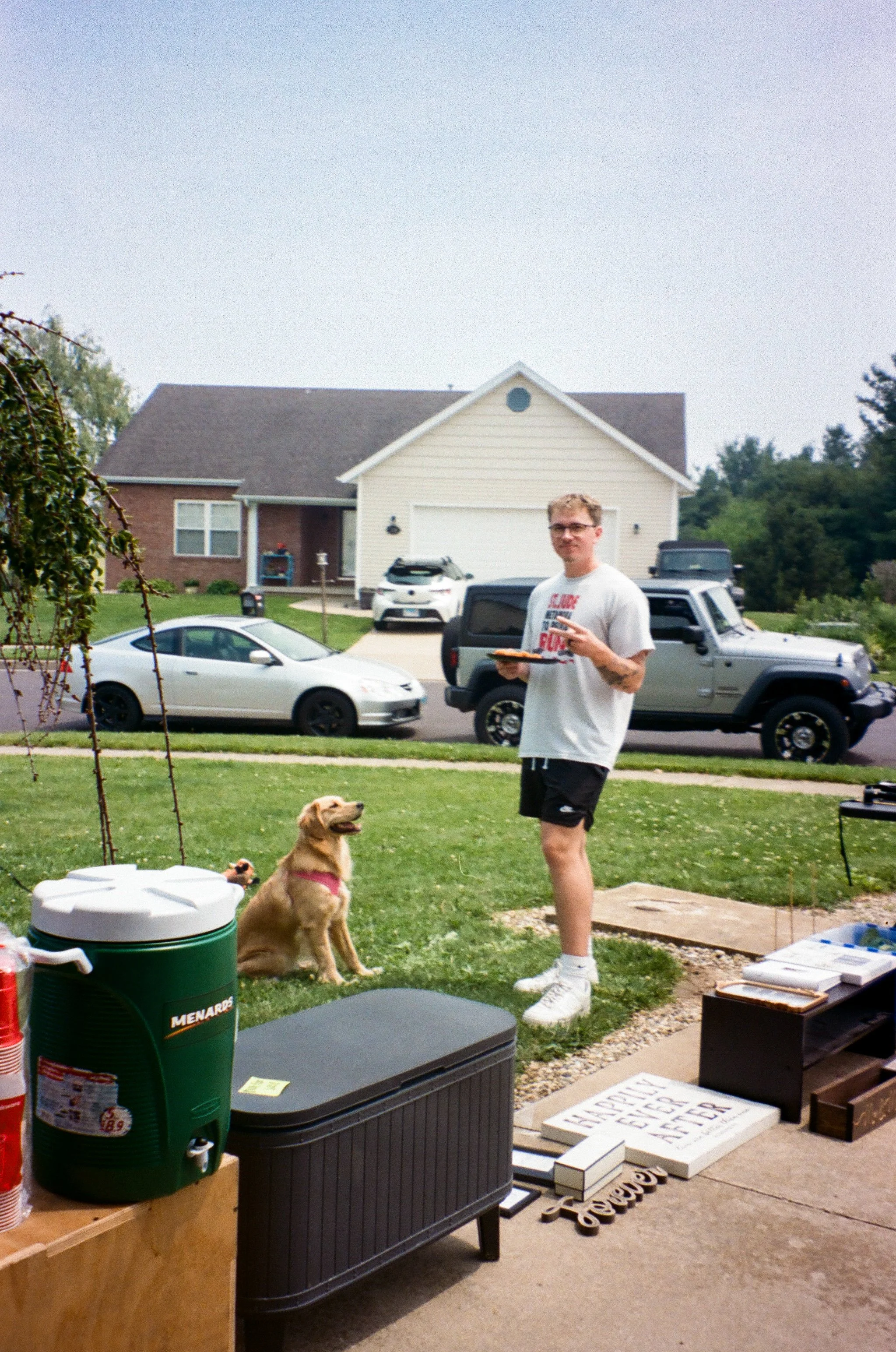 Ethan G. Posed with Dog 