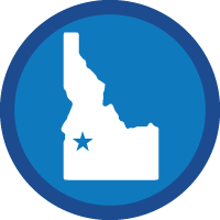Idaho state map with a star marking Boise
