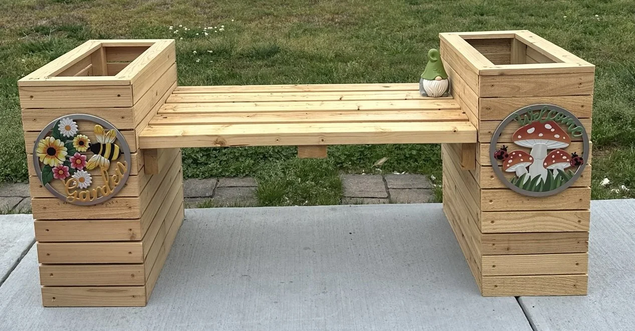 Handmade Double Planter Bench