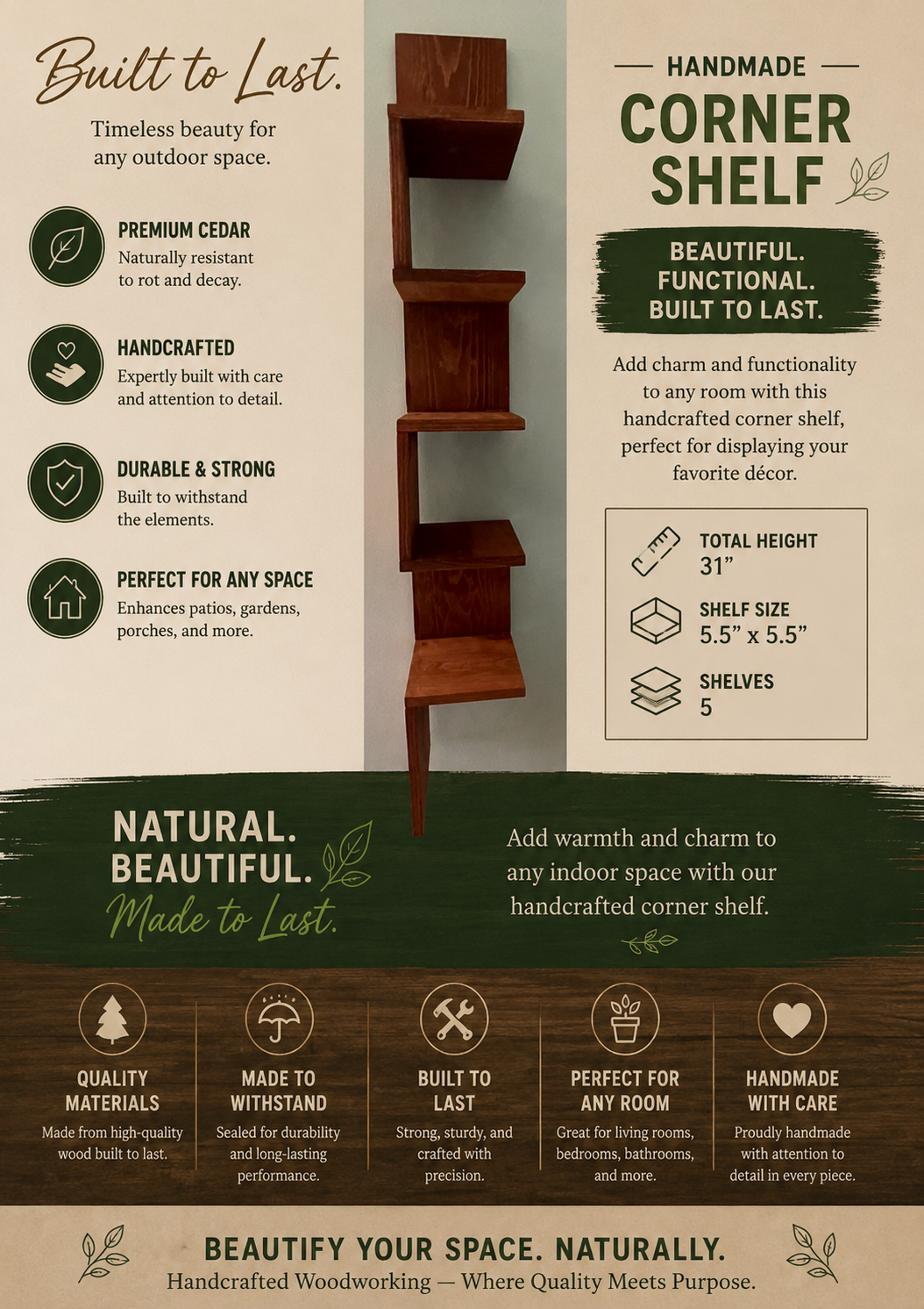 Handcrafted Corner Shelf
