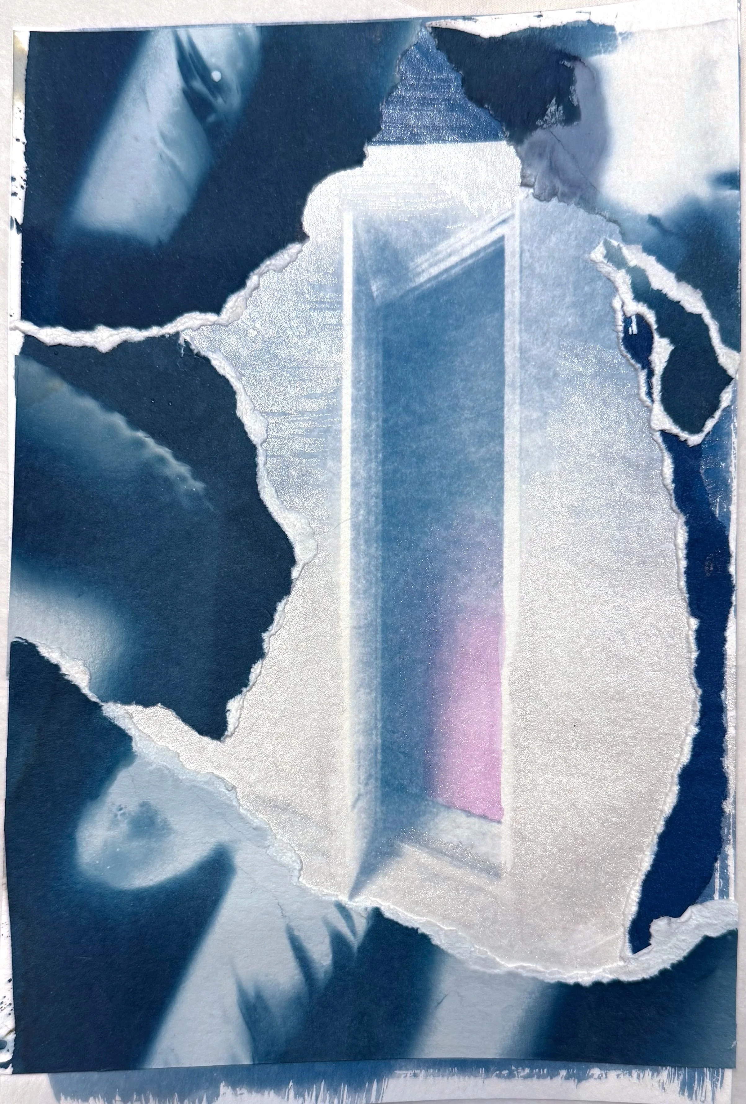 Portal (cyanotypes, paint, glue)