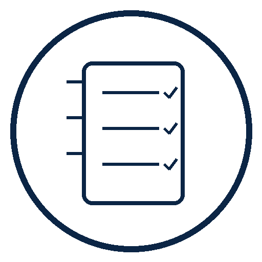 Icon of a checklist on a mobile device with three completed checkmarks