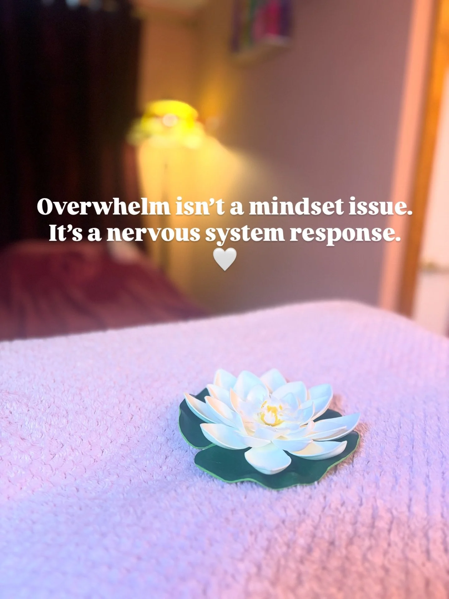 When we feel overwhelmed, we often try to think our way out of it.

But overwhelm isn&rsquo;t happening in the mind first - it&rsquo;s happening in the body.

When your nervous system shifts into fight or flight, your thoughts follow.
They speed up, 