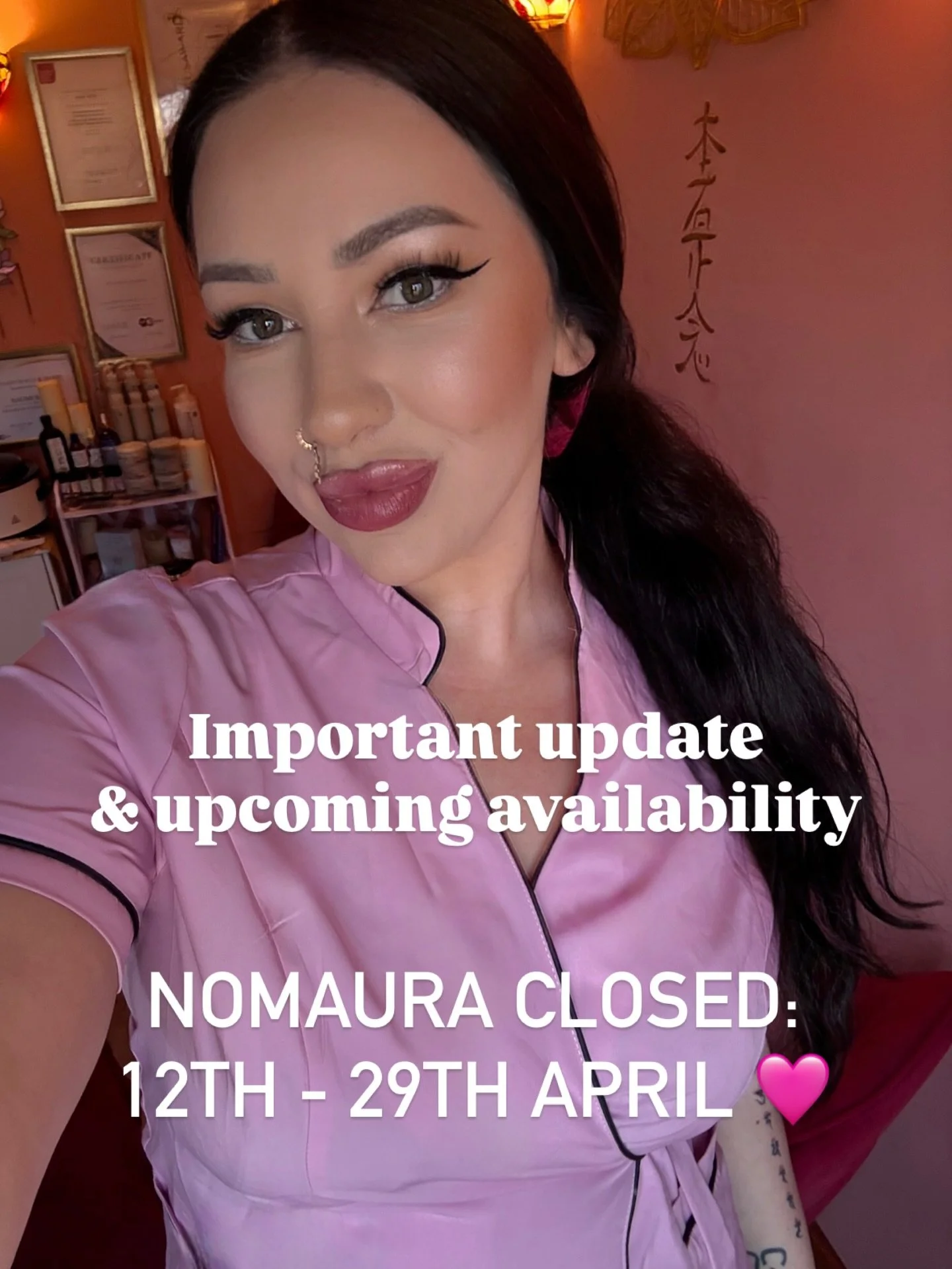 From 12th April, Nomaura will be closed until 29th April 🇯🇵✨

I&rsquo;ll be travelling to Japan - taking time to deepen my Reiki practice, expand my knowledge, and bring even more intention and care back to the studio.

I&rsquo;ll also be celebrati