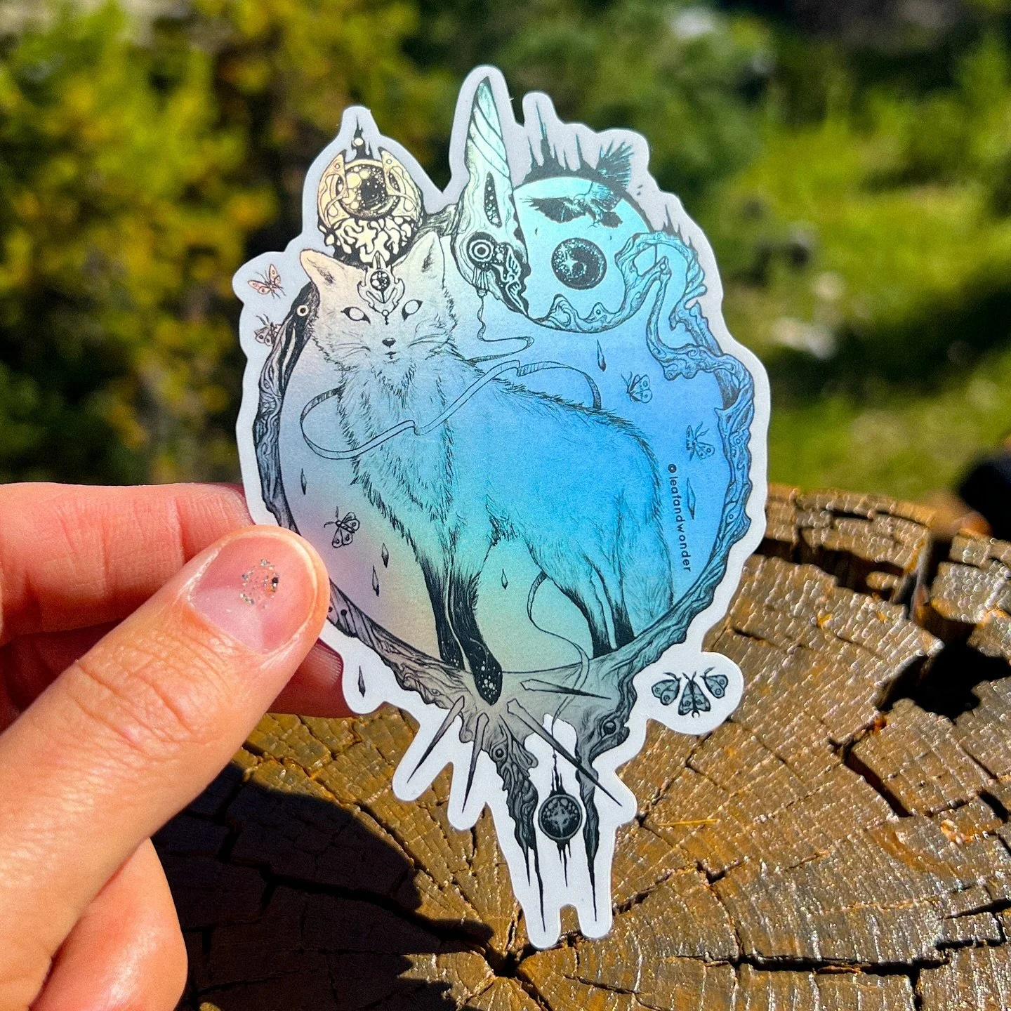 ⟡ Sacred Guardians ⟡ The Red Fox&hellip; Like the others in this series, her sticker has a satin matte holo effect which gives it a delicate sheen. I now have 8 x 10 prints available, and a full-colour version on the way! 🦊

⟢ ⟡ ⟣

The @banffchristm