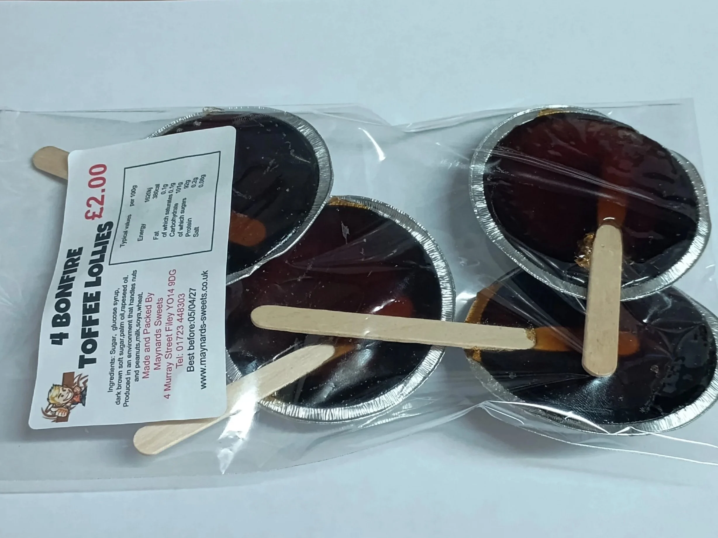 4 MAYNARDS TRADITIONAL  BONFIRE TOFFEE LOLLIES
