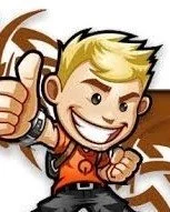 Cartoon boy with blonde hair giving a thumbs up and smiling