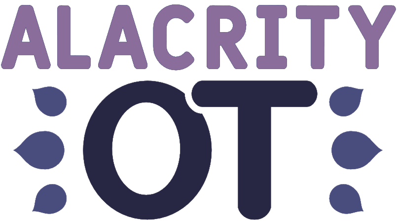 Text reading "ALACRITY OT" with decorative leaves around the word "OT".